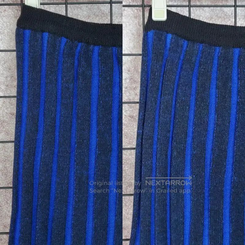 Dior Dior Blue Striped Wool Midi Skirt . Size 23" - 2 Thumbnail