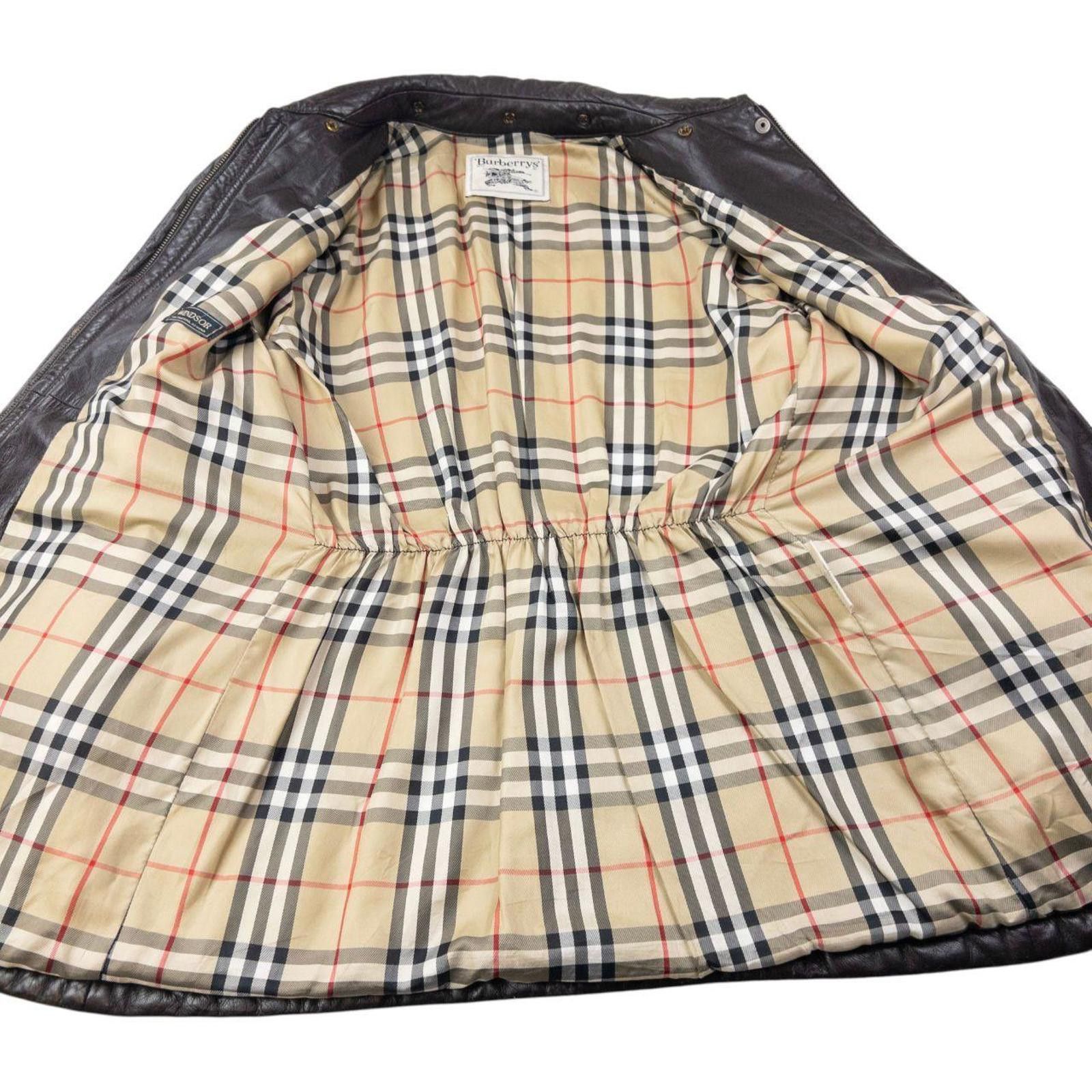Burberry Vintage 80s Burberry Nova Check Lined Leather Jacket Size XL Size US XL / EU 56 / 4 - 5 Thumbnail
