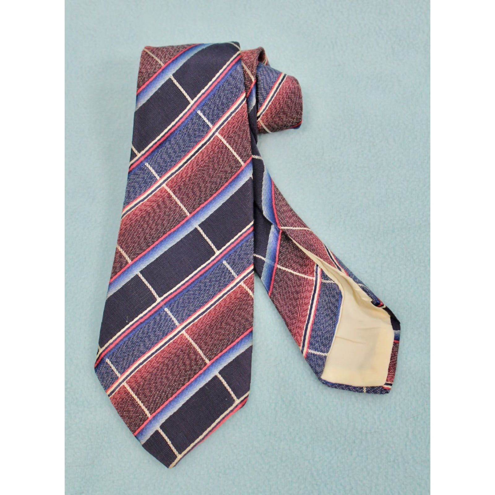 Haband VTG Haband 30s Tie Necktie Men’s Plaid Blue Red 1930s Rayon Size ONE SIZE - 2 Thumbnail