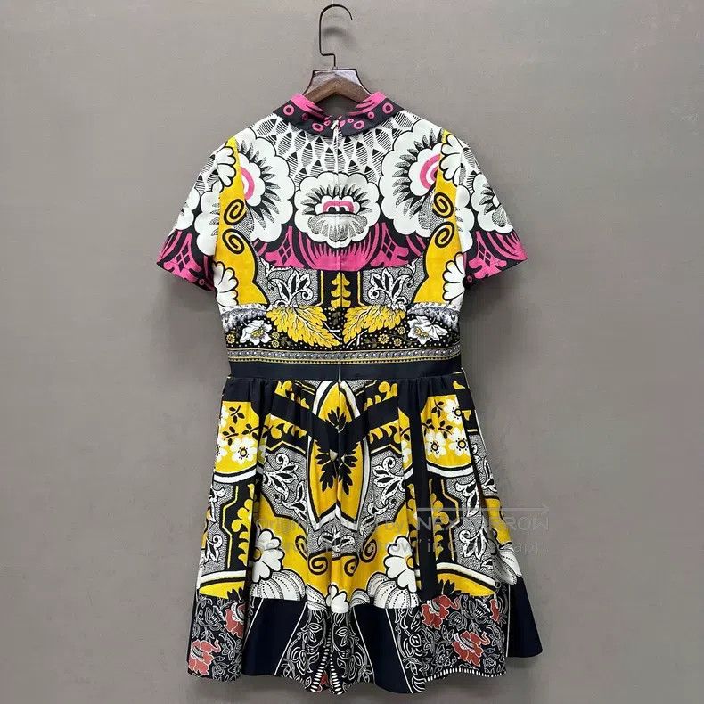 Valentino Valentino Mulberry silk color-blocking pattern dress Size S / US 4 / IT 40 - 4 Thumbnail