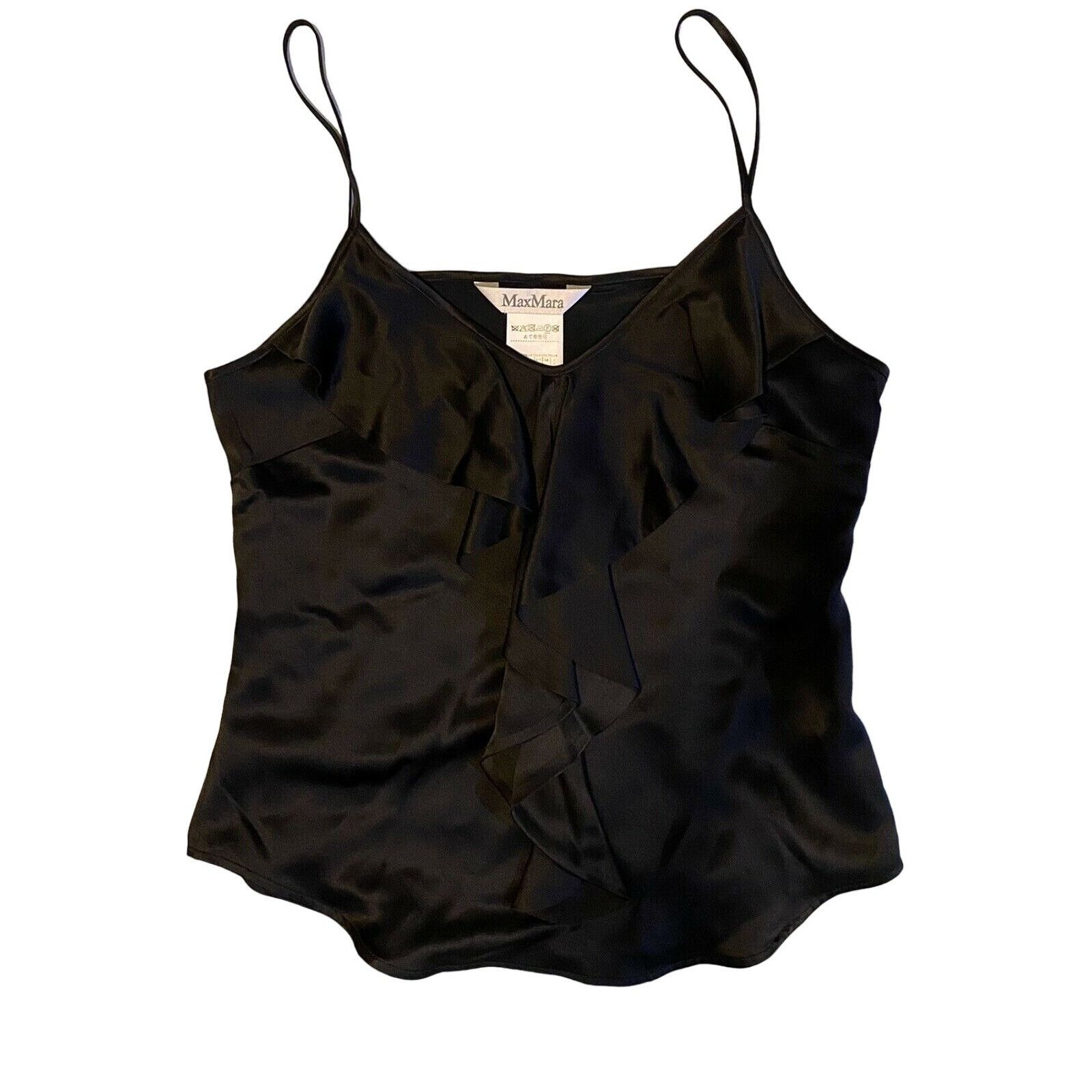 Max Mara $595 New Max Mara 6 Silk Satin Camisole Edile Tank Top Ruffl Size M / US 6-8 / IT 42-44 - 5 Thumbnail