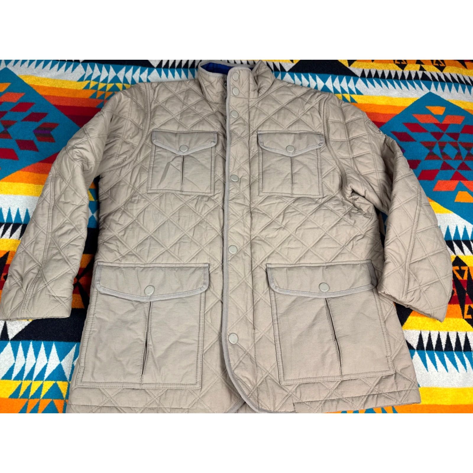 Tommy Hilfiger VINTAGE Tommy Hilfiger Quilted Field Jacket Coat Men XL Brown Plaid Lined Quilted Size US XL / EU 56 / 4 - 3 Thumbnail