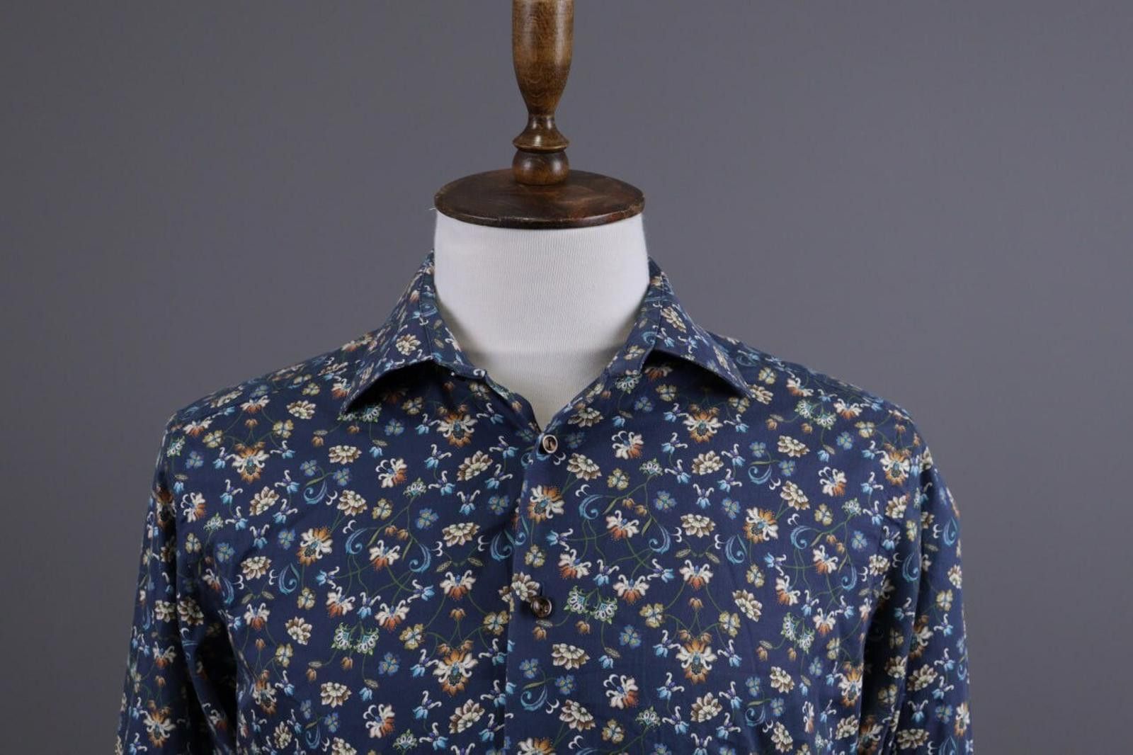Eton Eton Slim Blue Floral Button Down Shirt Size 42 / 16 Size US M / EU 48-50 / 2 - 3 Thumbnail