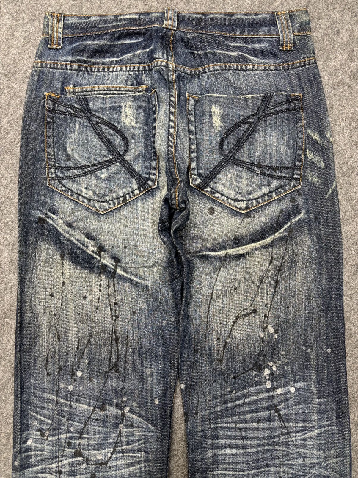 Japanese Brand Sick punk ministry PatchWork Japan Paint Splatter Denim F672 Size US 31 - 17 Thumbnail
