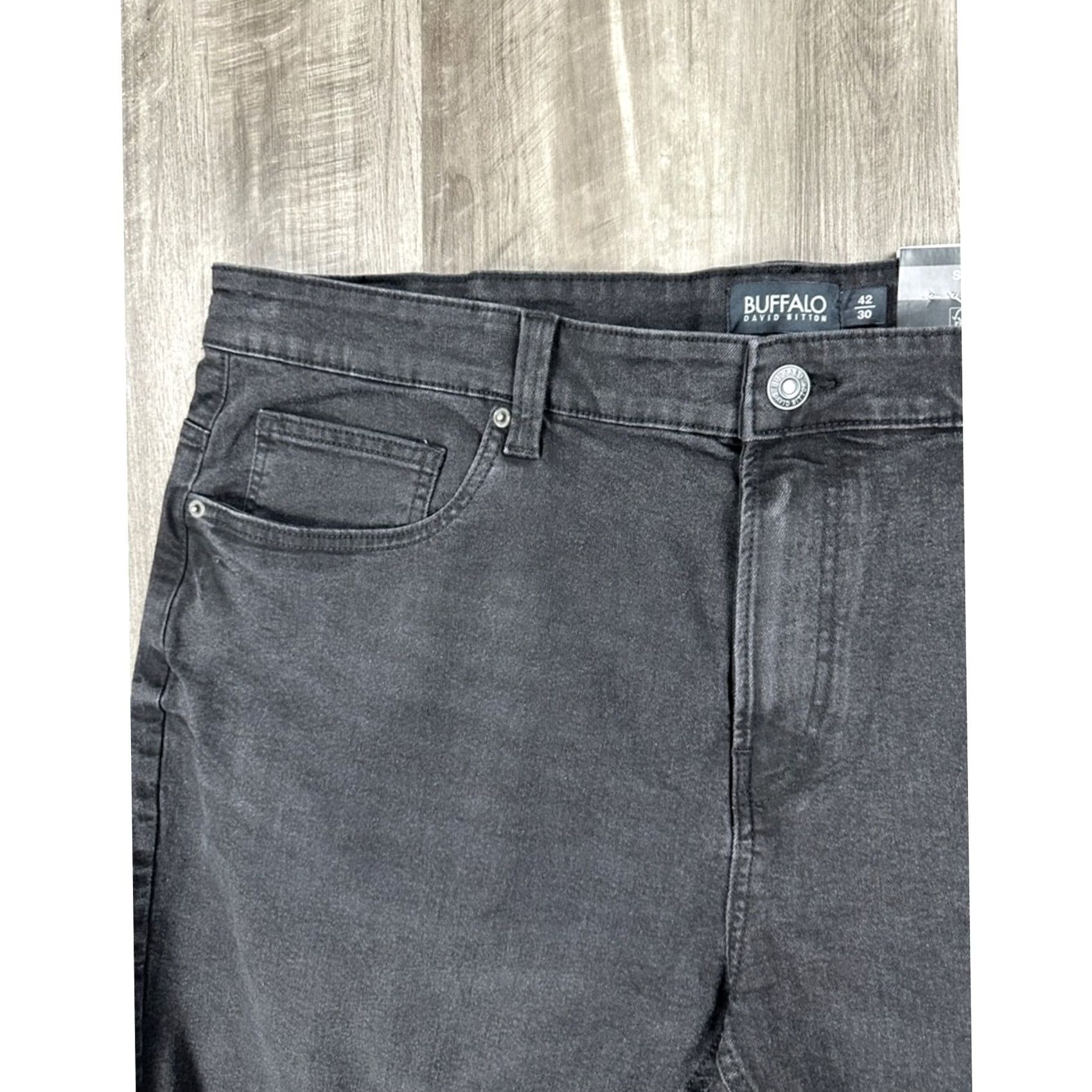 Buffalo David Bitton VINTAGE Buffalo David Bitton Evan Black Sanded Slim Straight Stretch Jeans 42x30 Mens Regular 42 Black Slim Straight Jeans Size US 42 / EU 58 - 5 Thumbnail