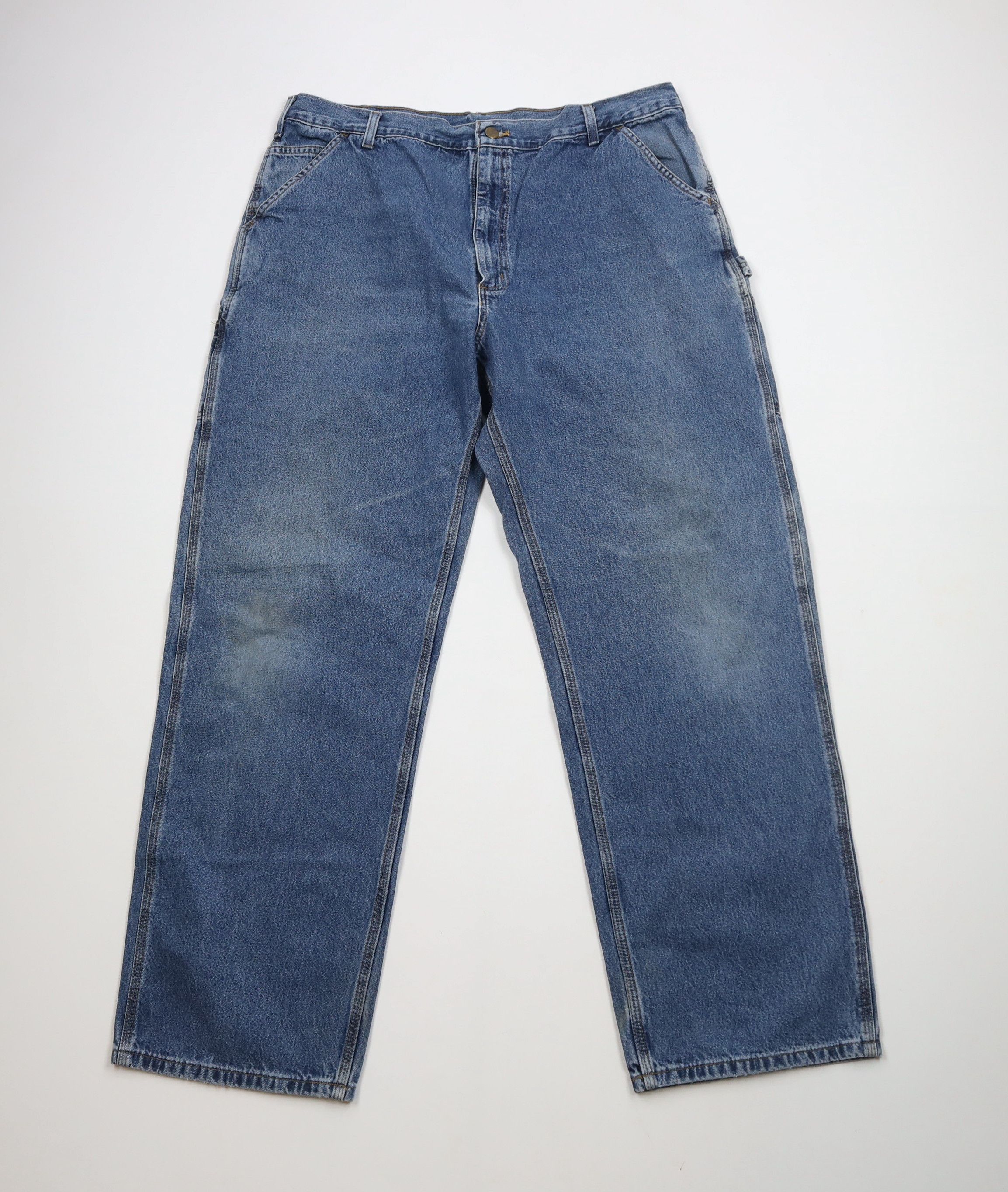 Carhartt × Vintage Vintage Carhartt Spell Wide Leg Dungaree Denim Jeans Blue Size US 38 / EU 54 - 1 Thumbnail