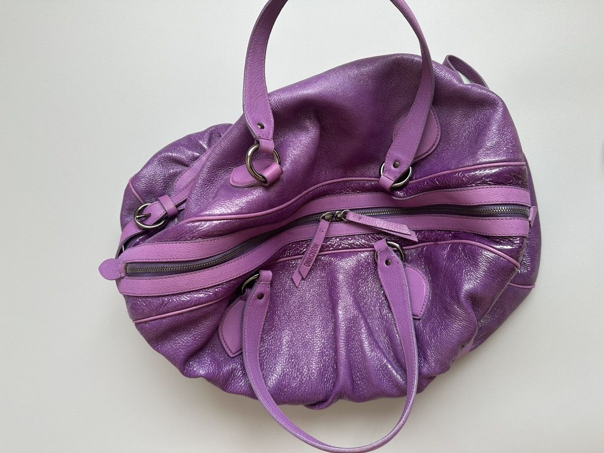 Moschino Moschino Purple Crinkled Patent Double Zip Pocket Duffel Bag Size ONE SIZE - 7 Thumbnail