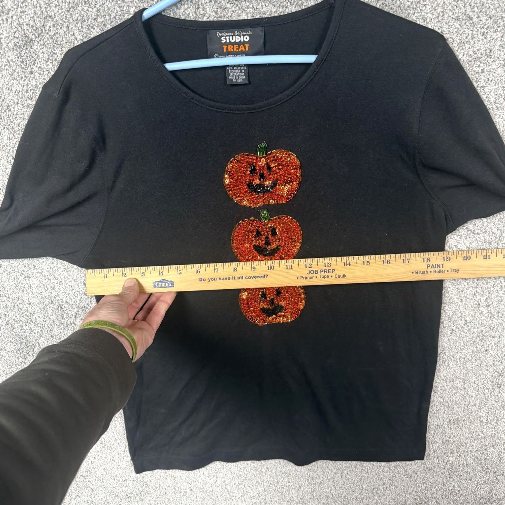 Vintage VINTAGE 90s Halloween Jack-O-Lantern Pumpkin Sequin Shirt L Studio Treat Womens Long Sleeve T-Shirt Black Shirts Mens Womens Boys Girls Size L / US 10 / IT 46 - 5 Thumbnail
