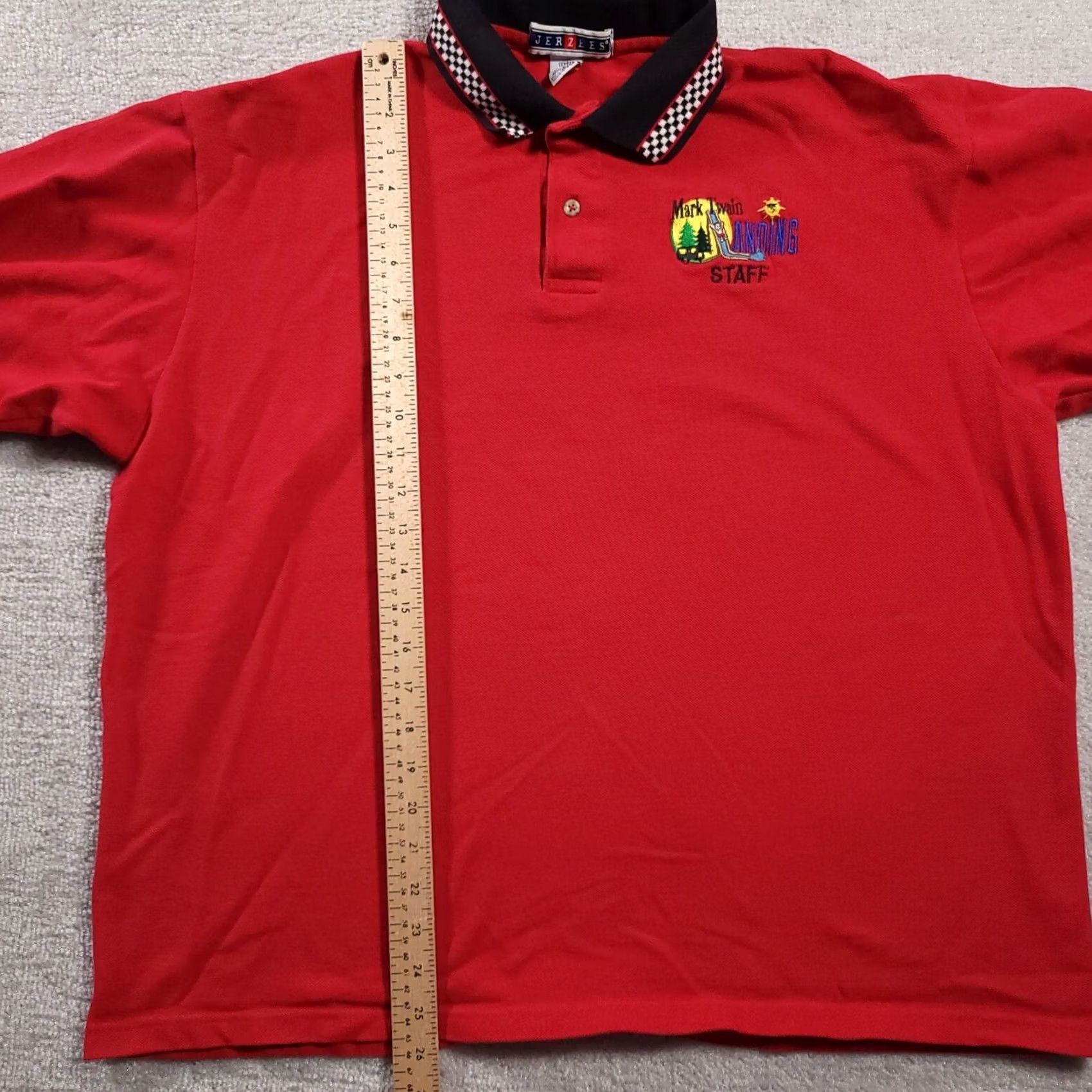 Jerzees VINTAGE Jerzees Polo Shirt Mens XL Red Short Sleeve Combed Cotton 100% Knitted Fabric Logo Embroidered 90s Theme Industrial Casual Workwear Size US XL / EU 56 / 4 - 6 Thumbnail