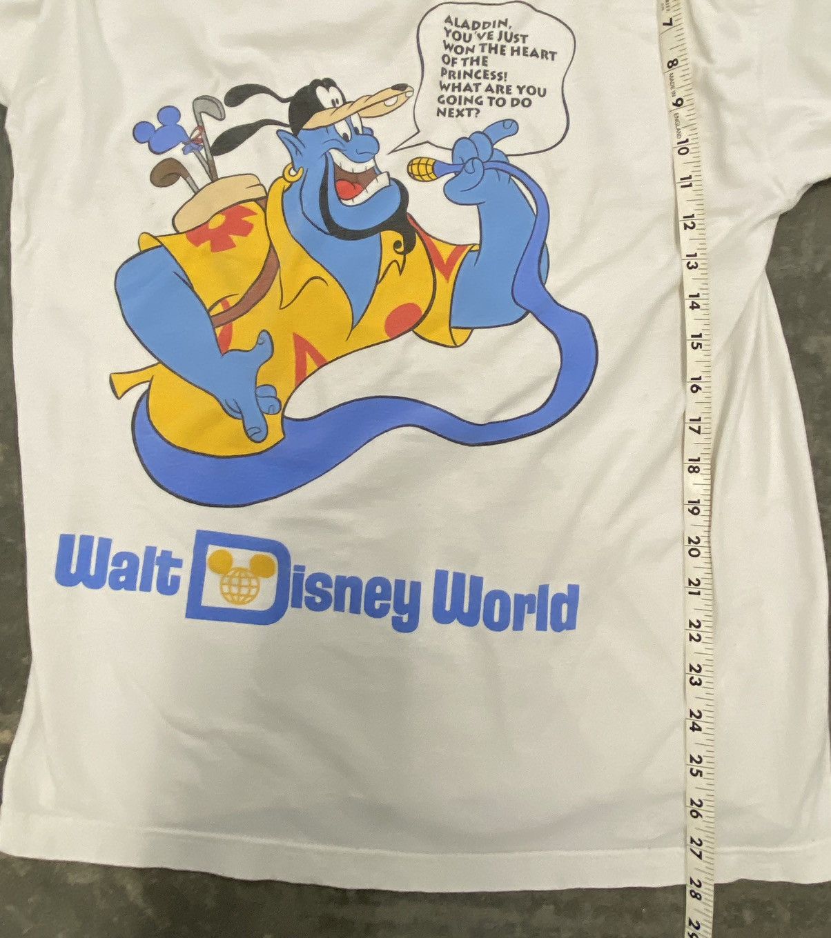 Vintage Vtg Aladdin Genie Walt Disney World Promo TShirt Long Sleeve Size US L / EU 52-54 / 3 - 4 Thumbnail