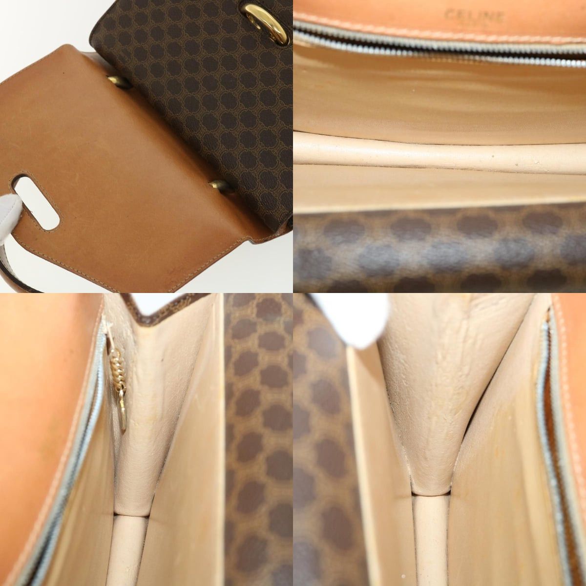 Celine CELINE Macadam Canvas Hand Bag Pvc Leather Brown Size ONE SIZE - 13 Thumbnail