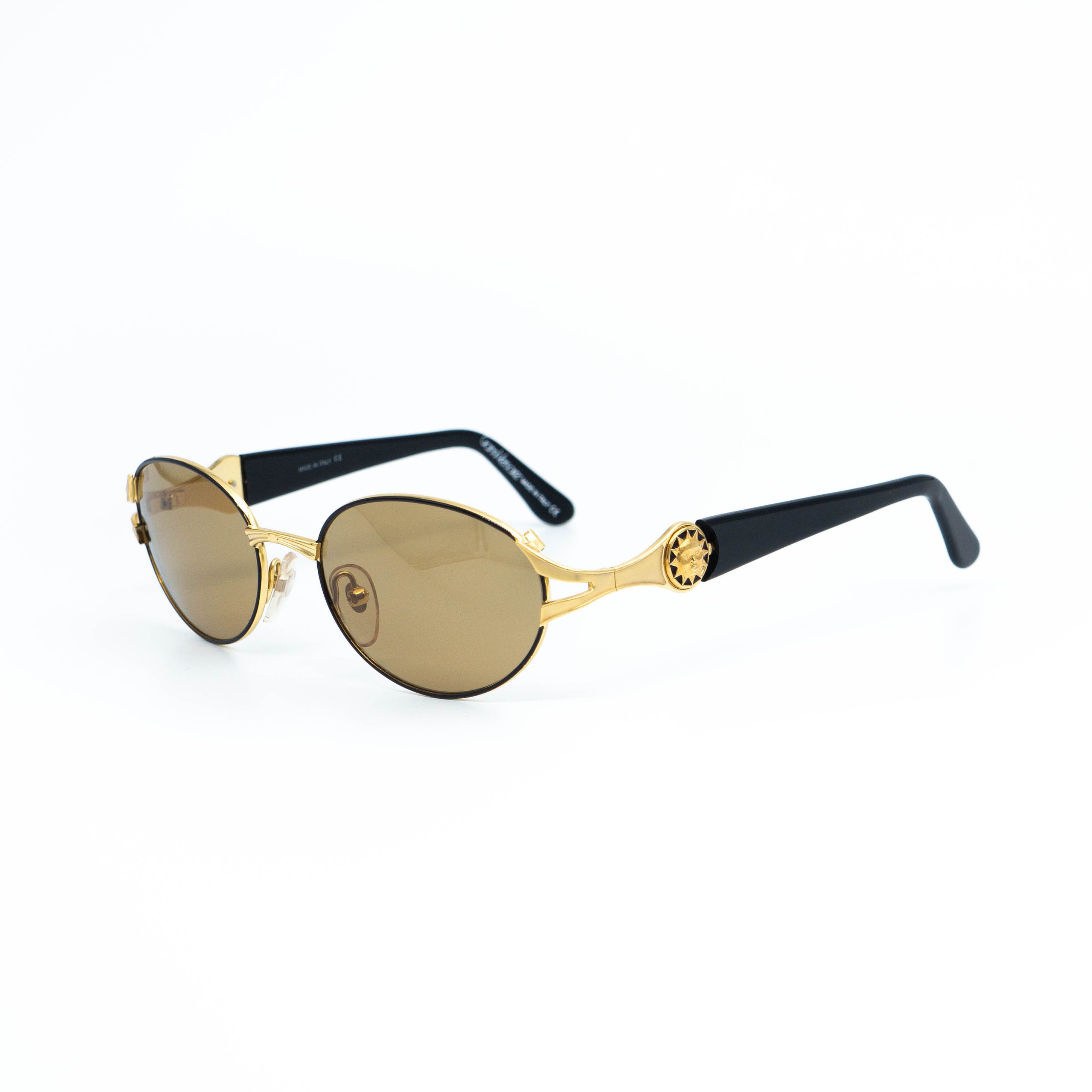Versace × Vintage GIANNI VERSACE MOD 1231 Oval Gold Black Sunglasses Vintage Size ONE SIZE - 1 Thumbnail