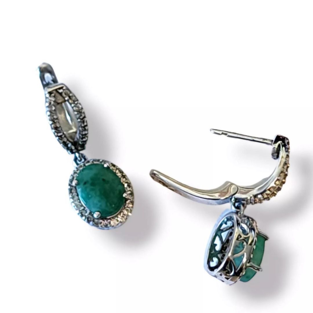 Other Green Sakota Emerald 925 Sterling Silver Drop Earrings Size ONE SIZE - 3 Thumbnail