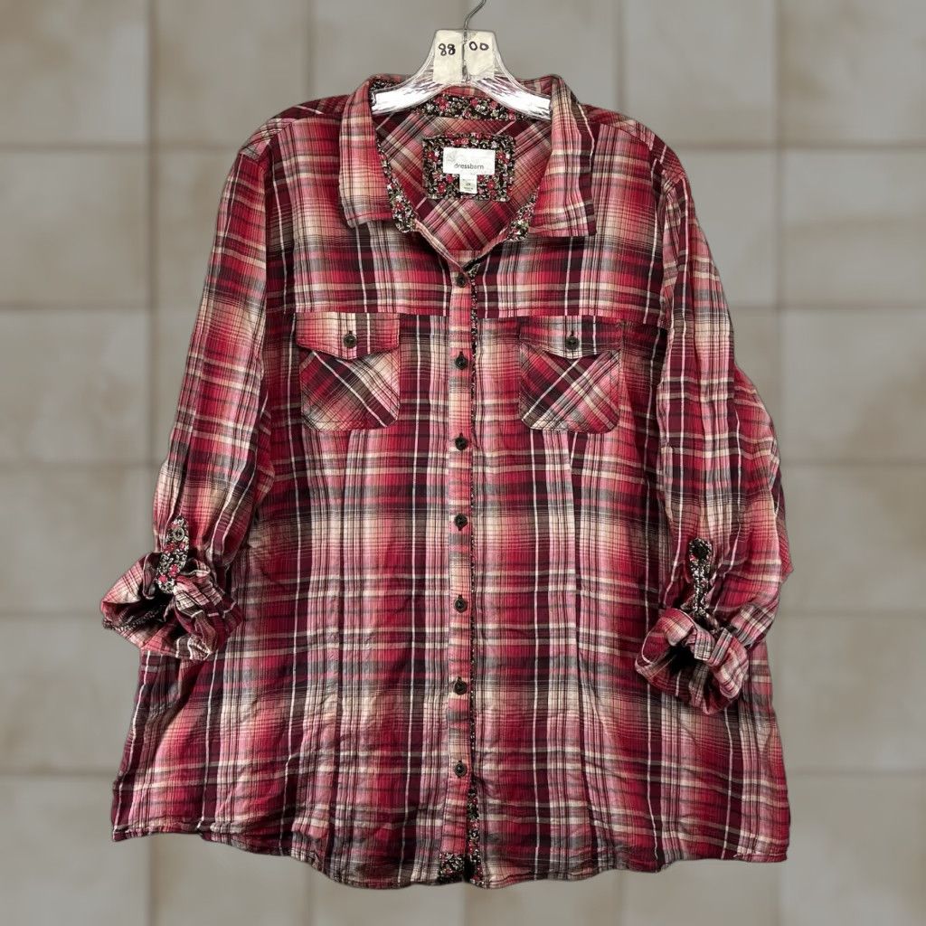Vintage VINTAGE Woman Within Women's Long Sleeve Plaid Shirt 2X Red Casual Western Farmcore Size XXL / US 16-18 / IT 52-54 - 1 Thumbnail