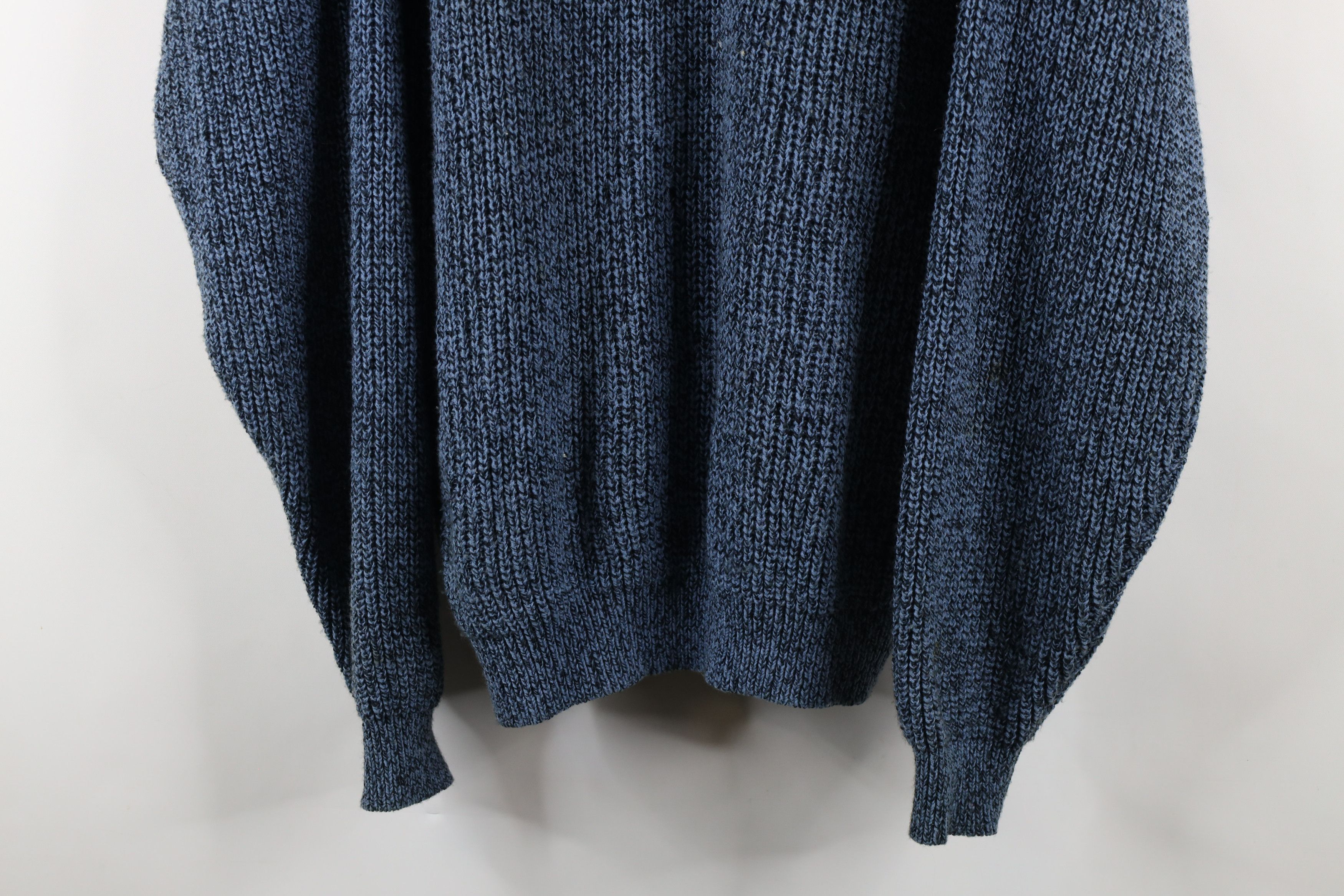 Vintage Vintage 90s Streetwear Blank Chunky Ribbed Knit Sweater Blue Size US XL / EU 56 / 4 - 3 Thumbnail