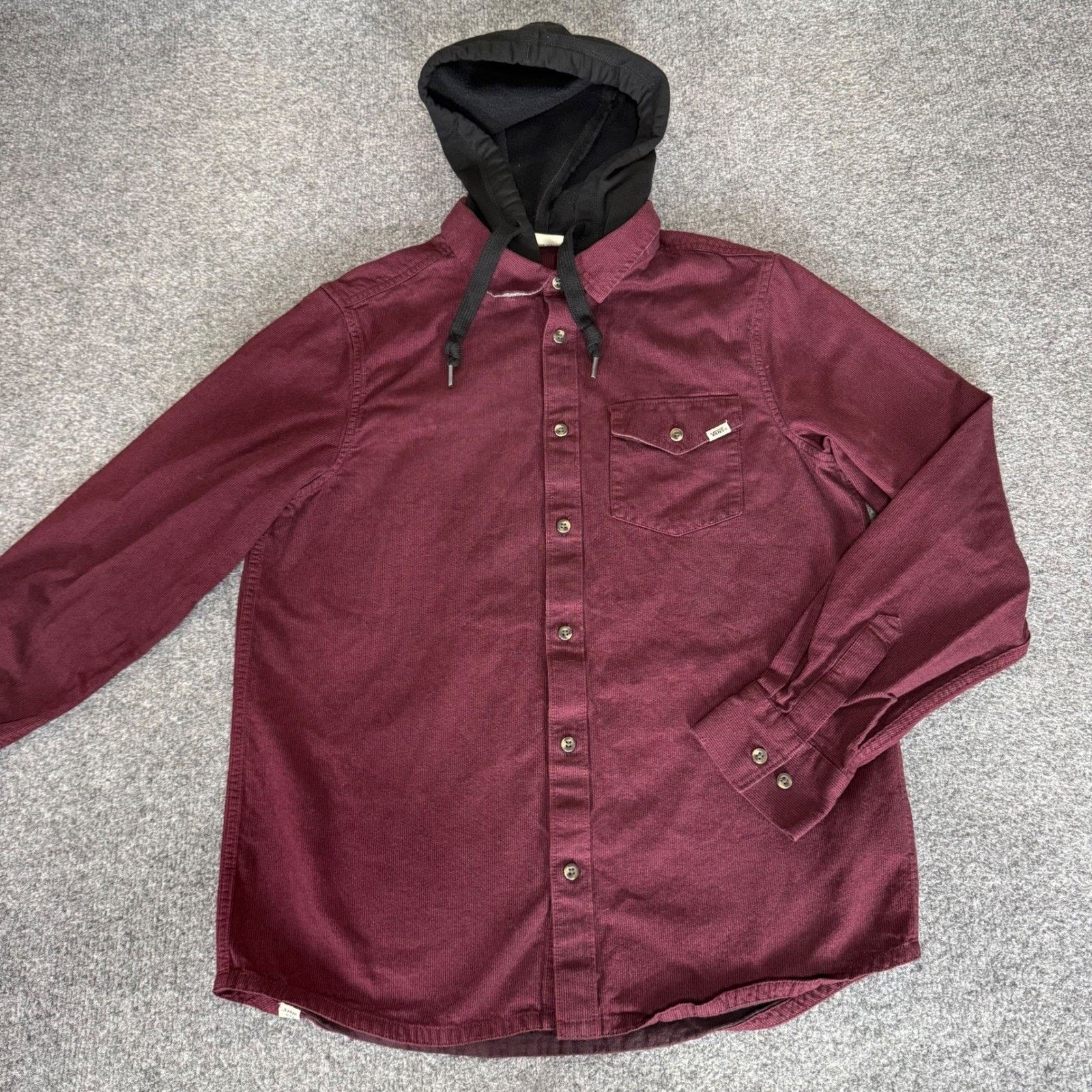 Vans Vans Flannel Hoodie Shirt Mens Small Burgundy Corduroy Size US S / EU 44-46 / 1 - 1 Thumbnail