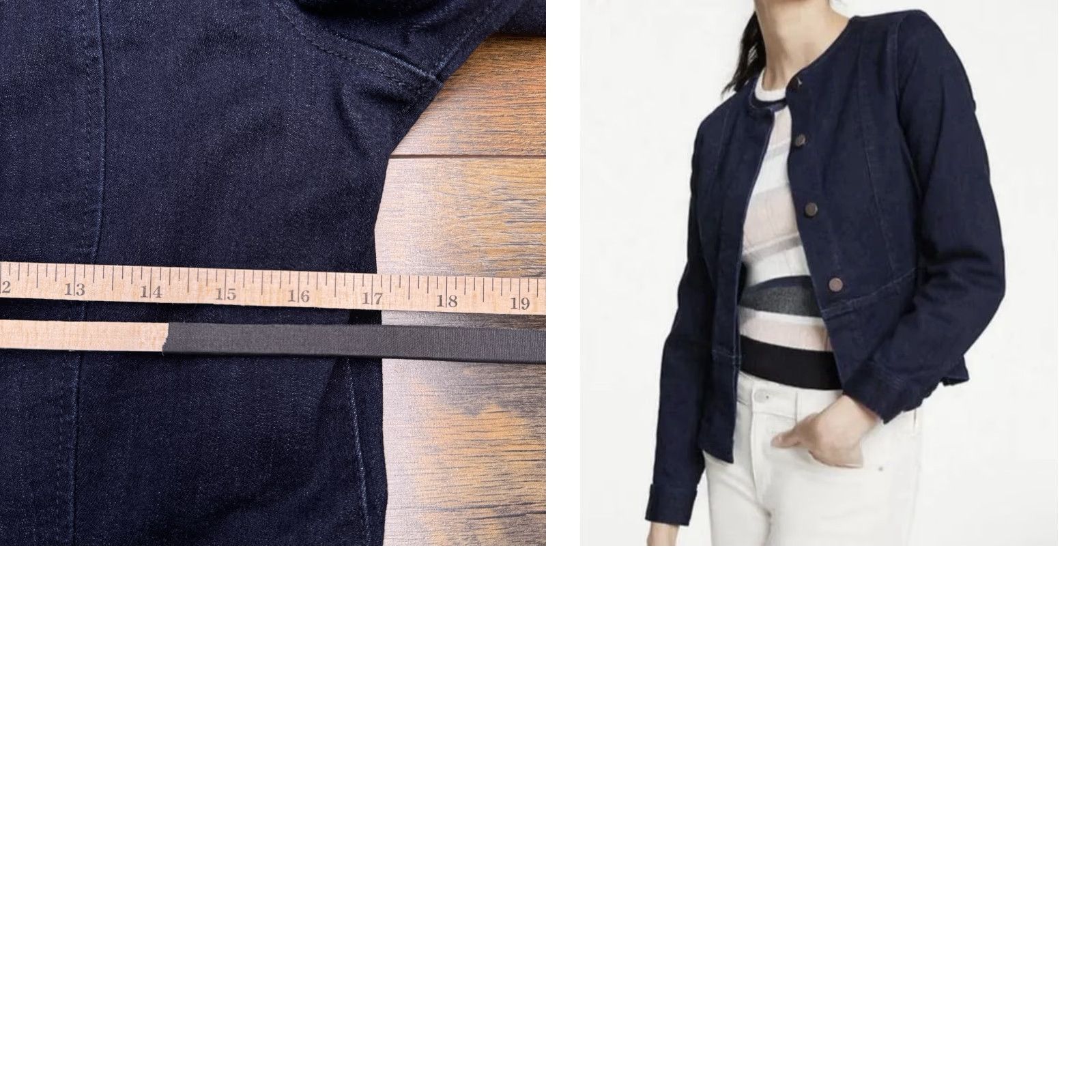 Ann Taylor Ann Taylor Denim Jacket Button Front Blue Medium Women Collarless Regular Short Sleeve Size M / US 6-8 / IT 42-44 - 10 Thumbnail