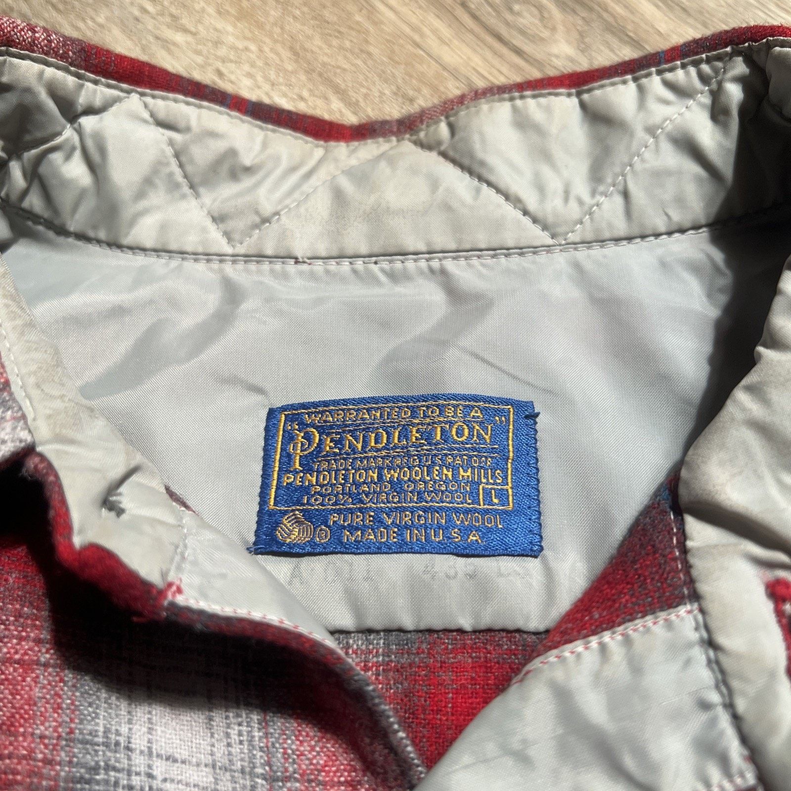 Pendleton Vintage 60s 70s Pendleton Board Shirt Red Shadow Plaid Wool Size US L / EU 52-54 / 3 - 12 Thumbnail