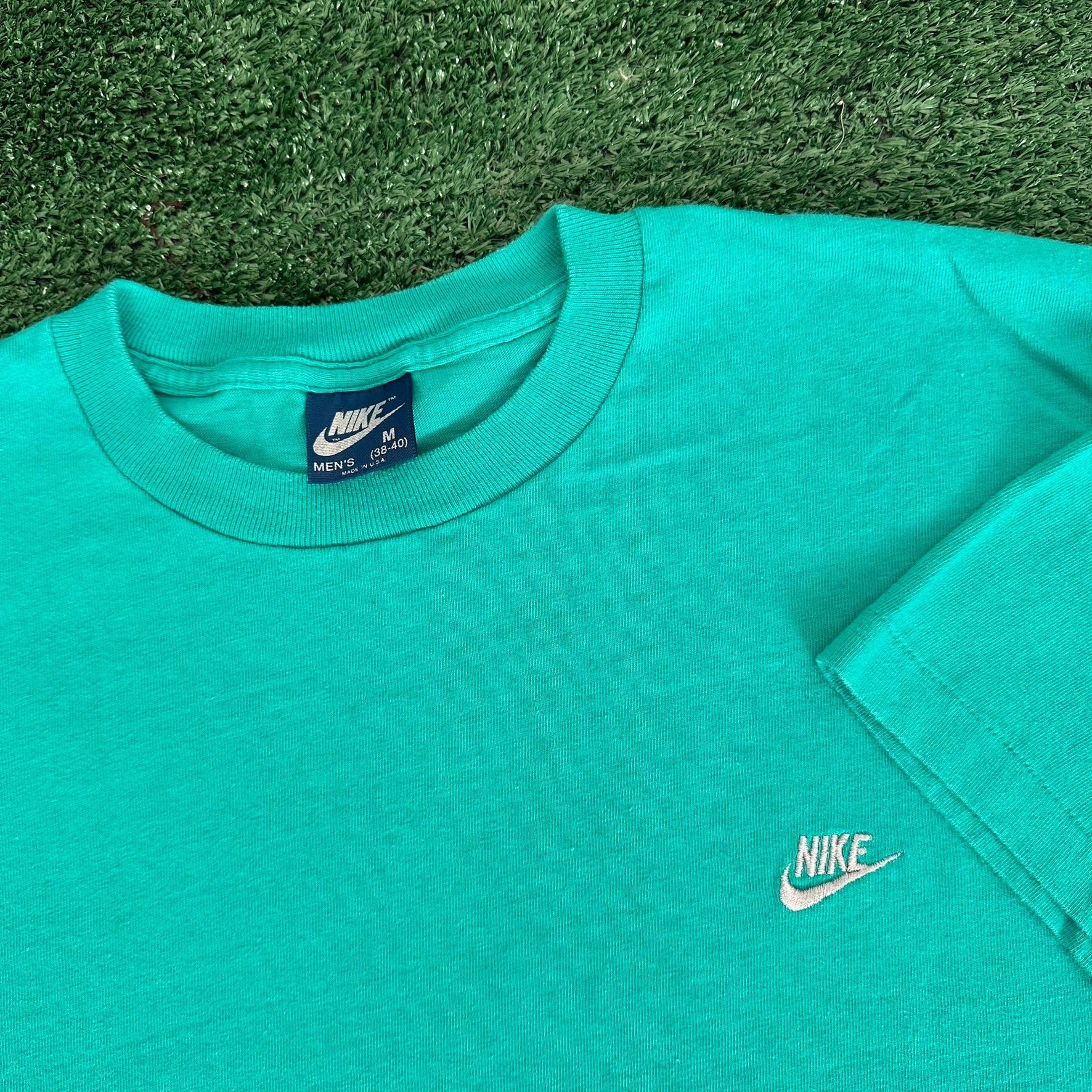 Nike Vintage 80s Nike Mini Swoosh T-Shirt Teal M Single Stitch St Size US M / EU 48-50 / 2 - 2 Thumbnail