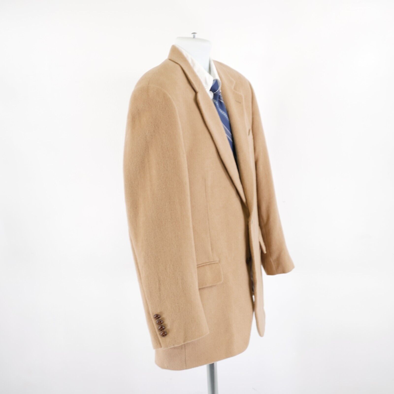Chaps DAMAGED Chaps 100% Camel Hair 2 Leather Button Sport Coat 40 Size 40R - 7 Thumbnail
