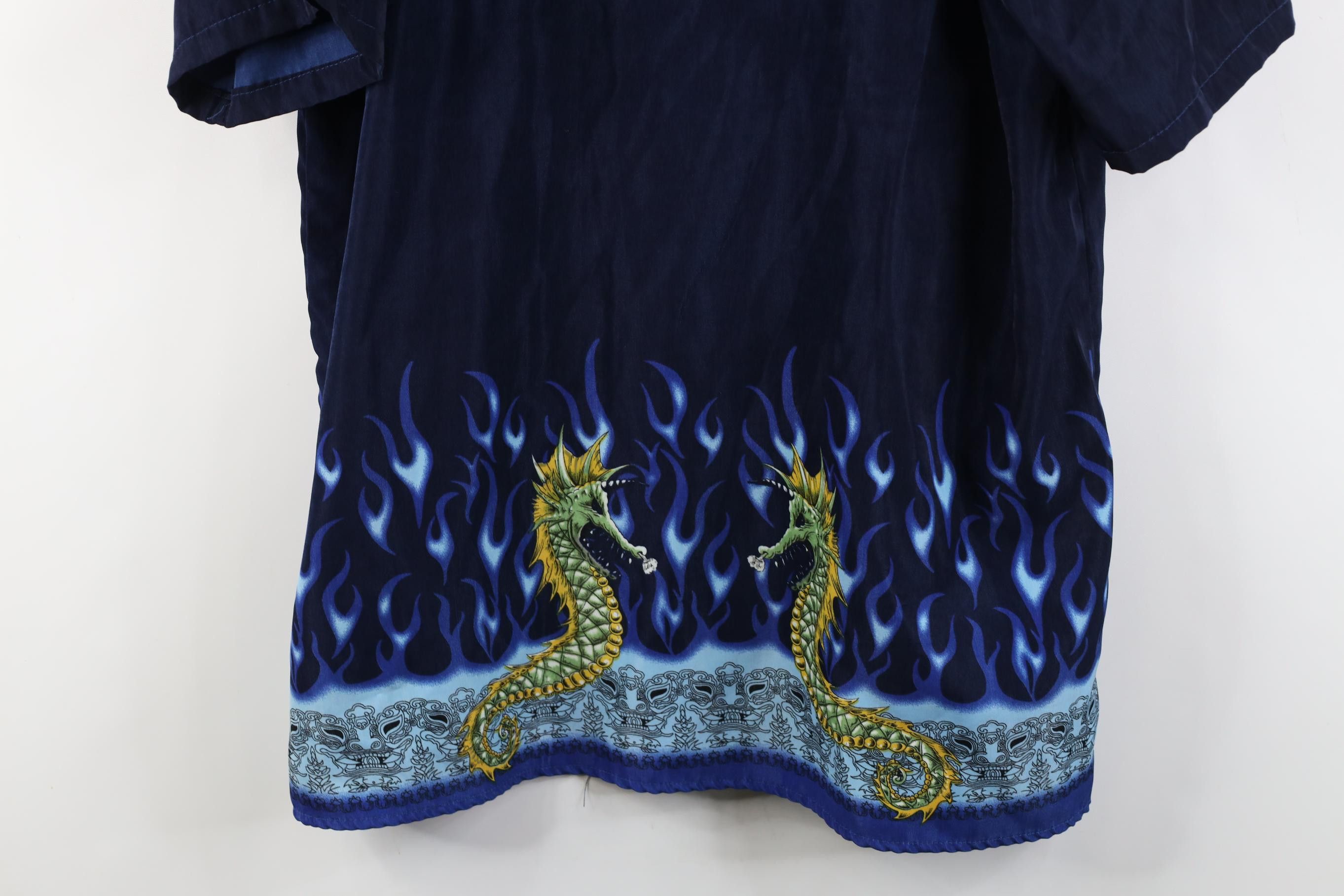 Vintage Vintage 90s Y2K Streetwear Dragon Fire Flames Button Shirt Size US L / EU 52-54 / 3 - 10 Thumbnail