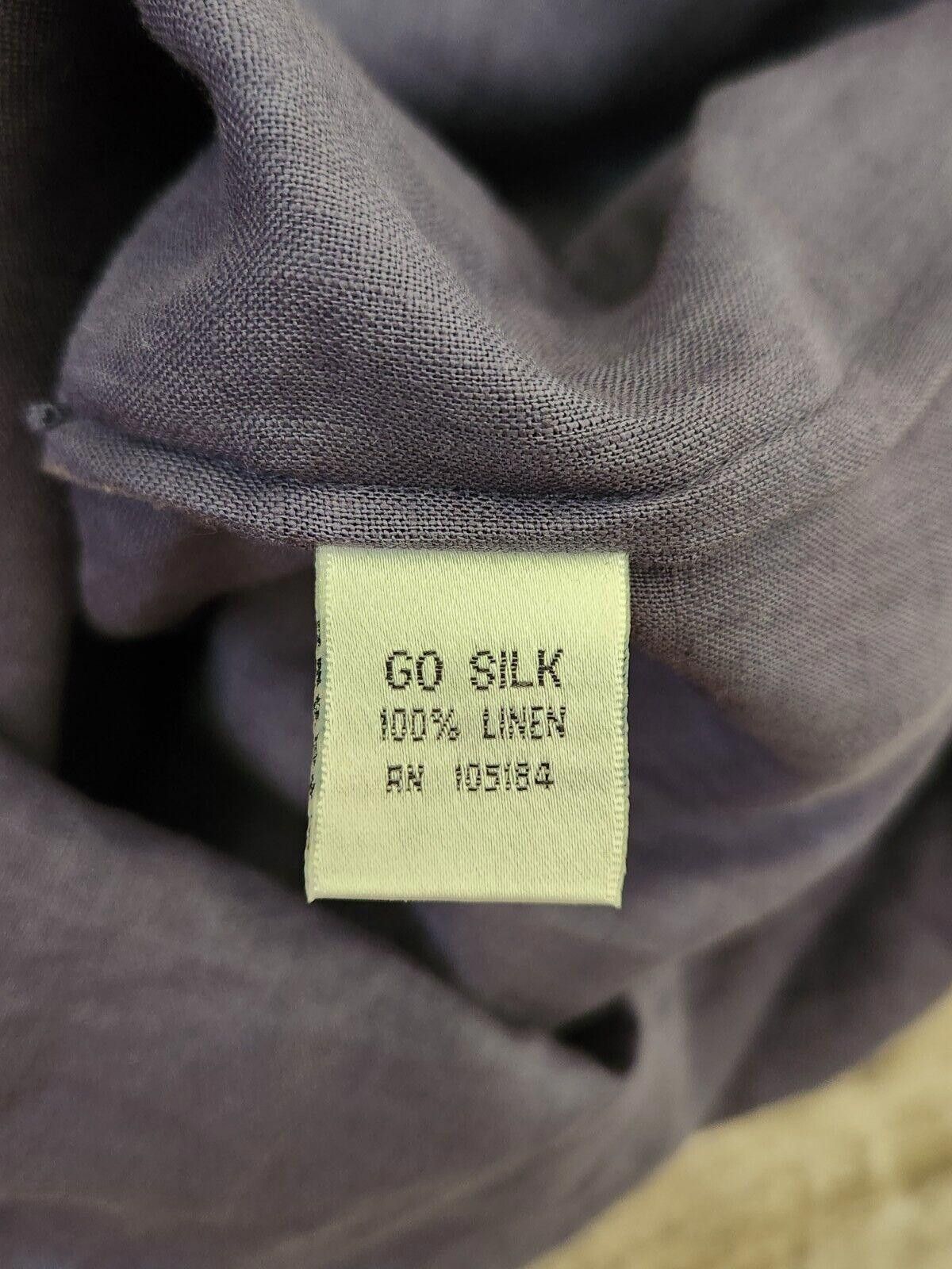 Designer Go Silk Dress Extra Large 100% Linen Blue Button Down Size XL / US 12-14 / IT 48-50 - 3 Thumbnail