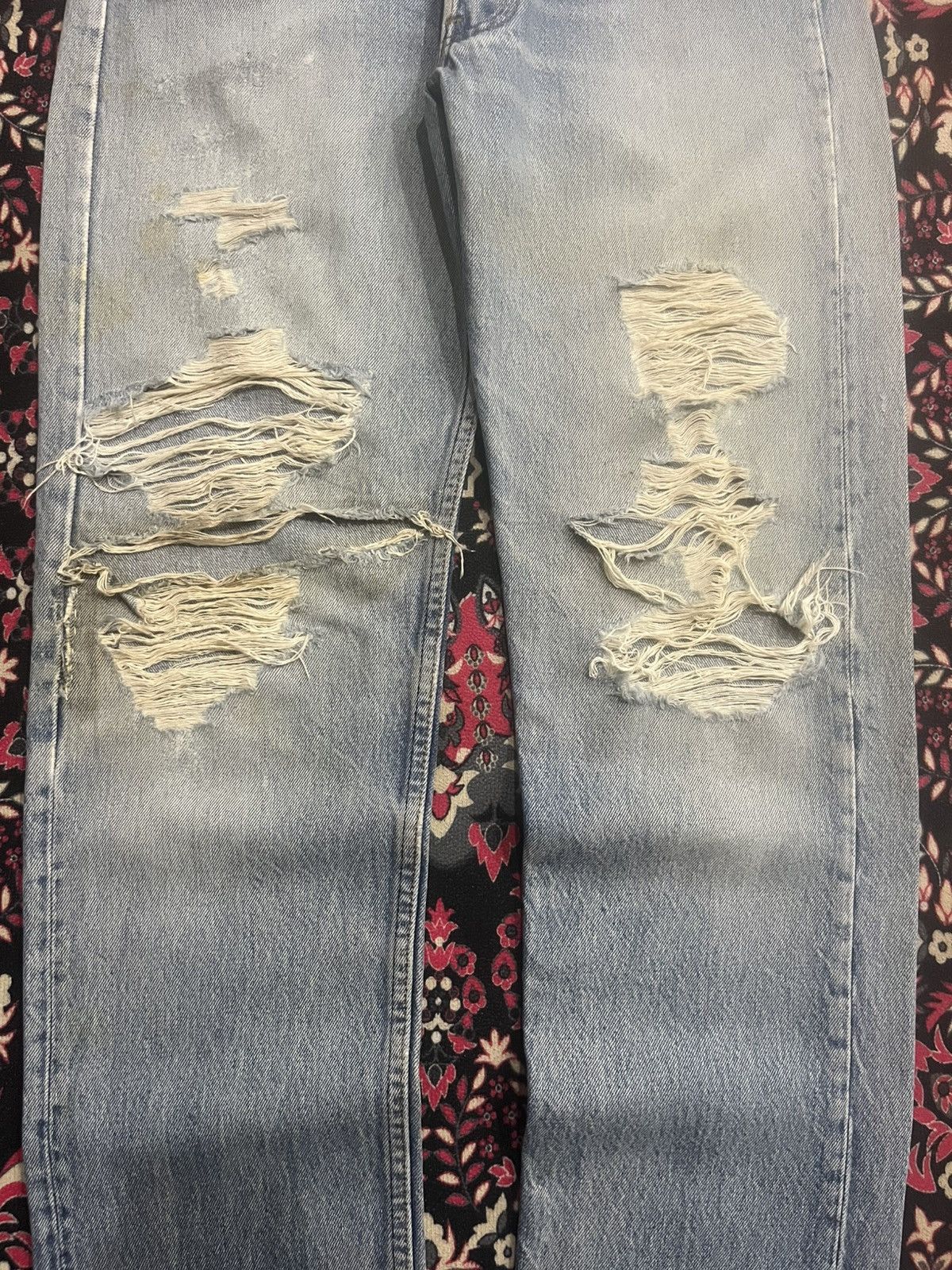 Levi's ⚡️Vintage⚡️80s Levi’s 501 Destroy Buttonfly Blue Washed Jeans Size US 30 / EU 46 - 17 Thumbnail