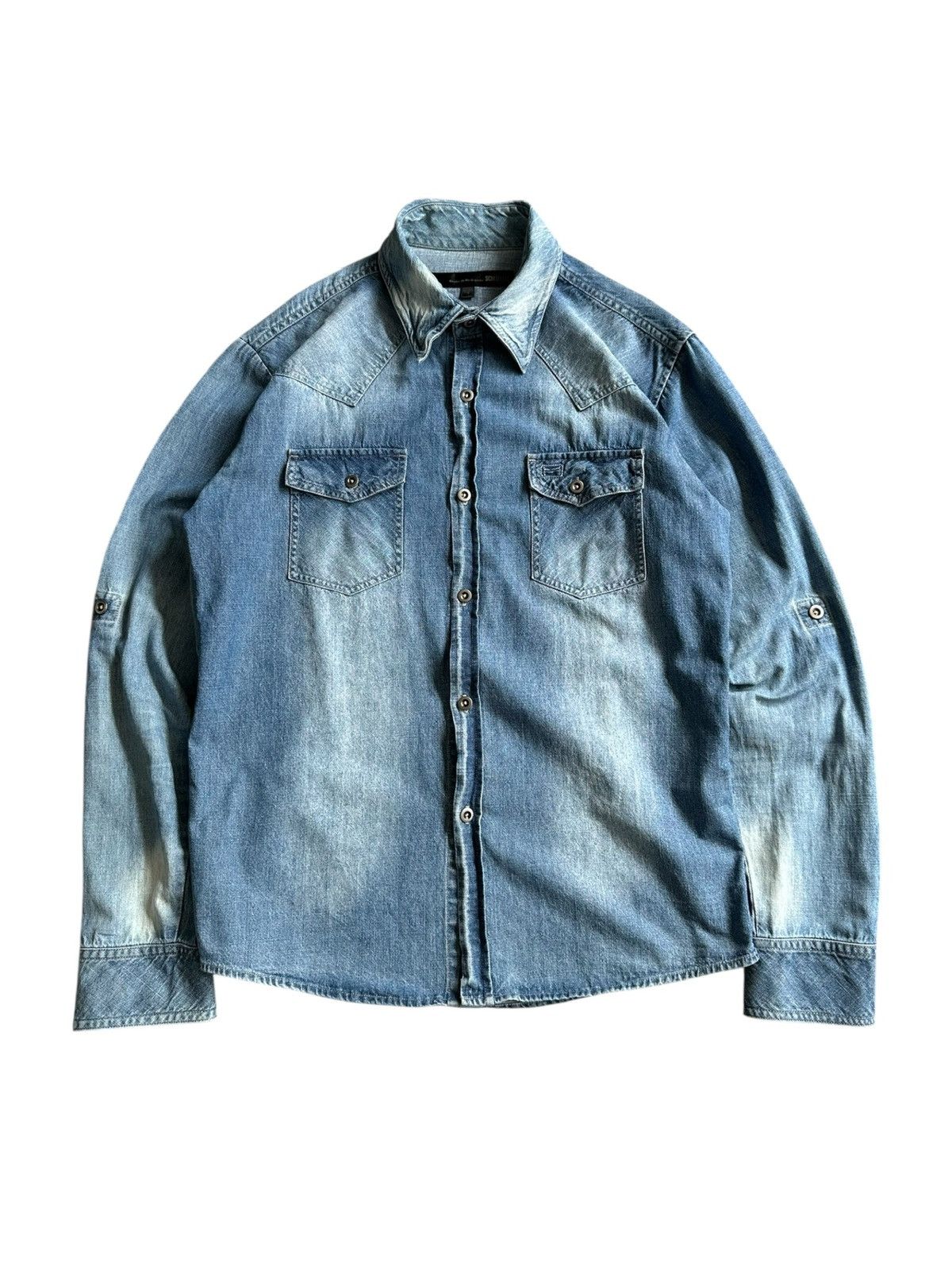 Schlussel 00's Schlussel j-rock stonewash denim shirt Size US M / EU 48-50 / 2 - 1 Thumbnail