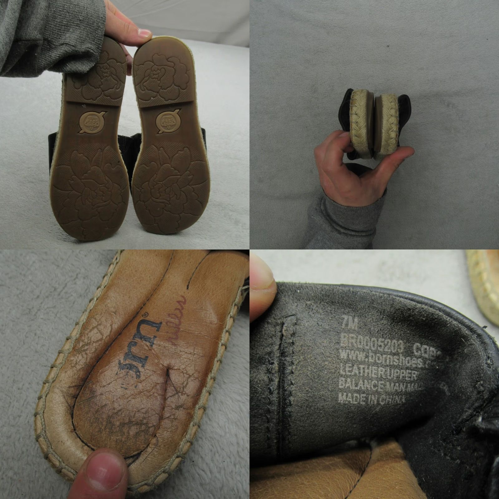 Born Born Womens Sandal Casual Espadrille Flat Leather Slip On Black 7M Shoes Size US 7 / IT 37 - 8 Thumbnail