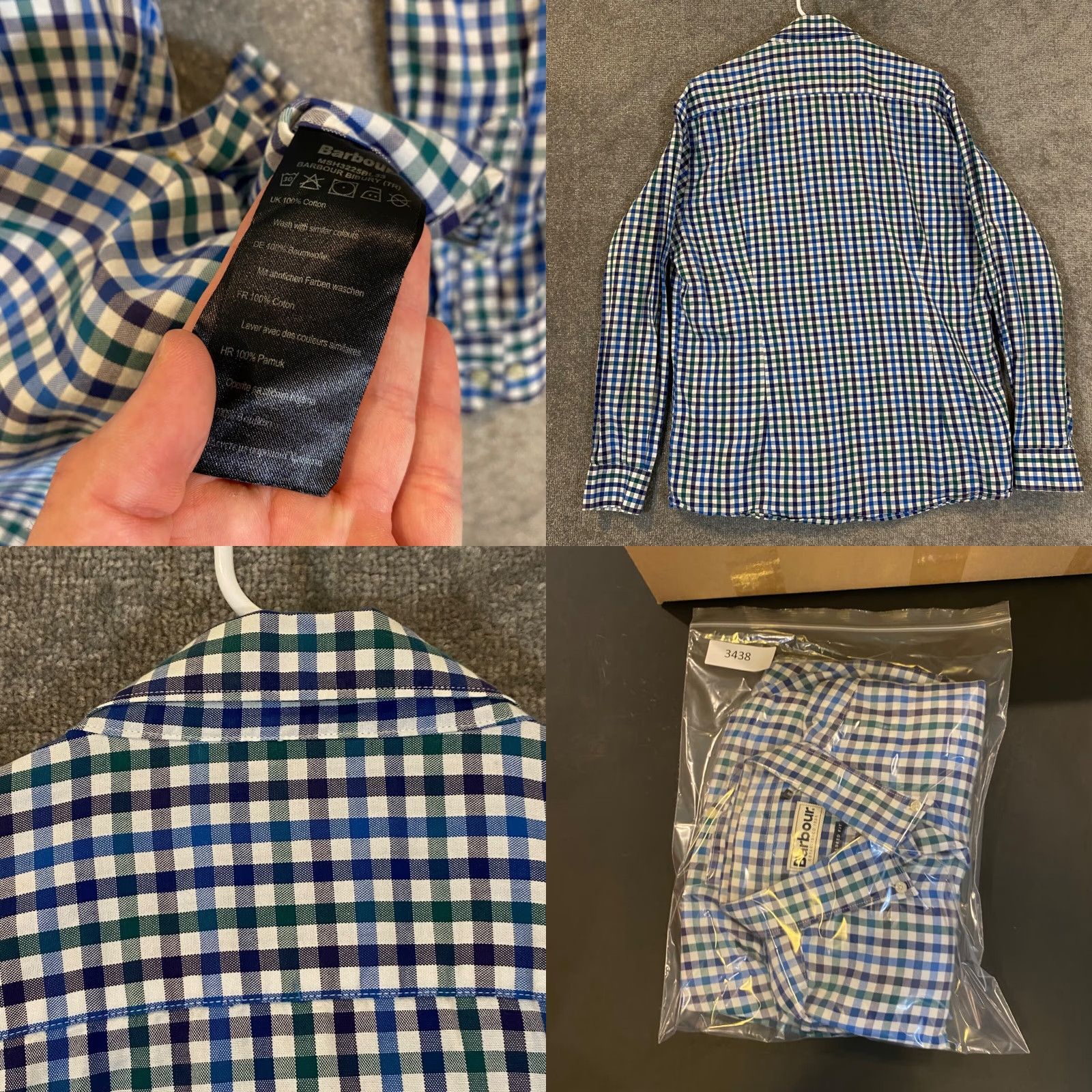 Barbour VINTAGE Barbour Shirt Mens Large Plaid Cotton Button-Down Long Sleeve Casual Business Formal Seasonal Classic Blue White Green Mens Size US L / EU 52-54 / 3 - 8 Thumbnail