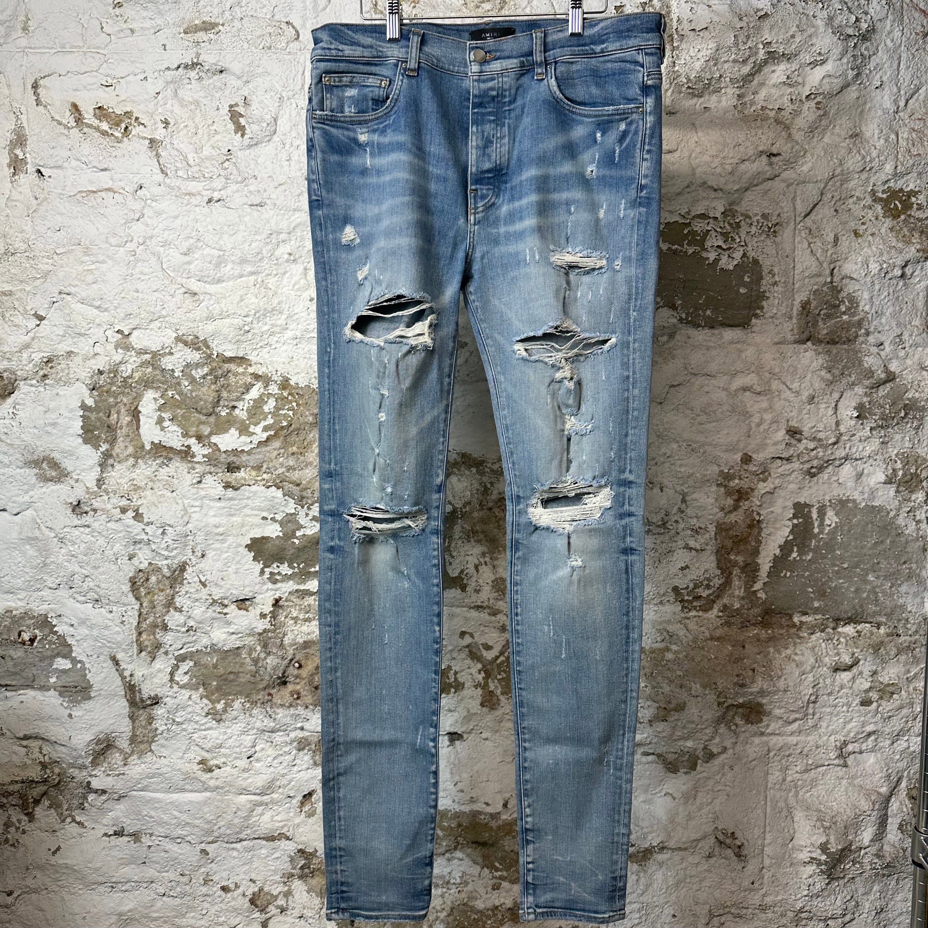 Amiri Amiri Distressed Plain Blue Denim Jeans Sz 36 Size US 36 / EU 52 - 1 Thumbnail