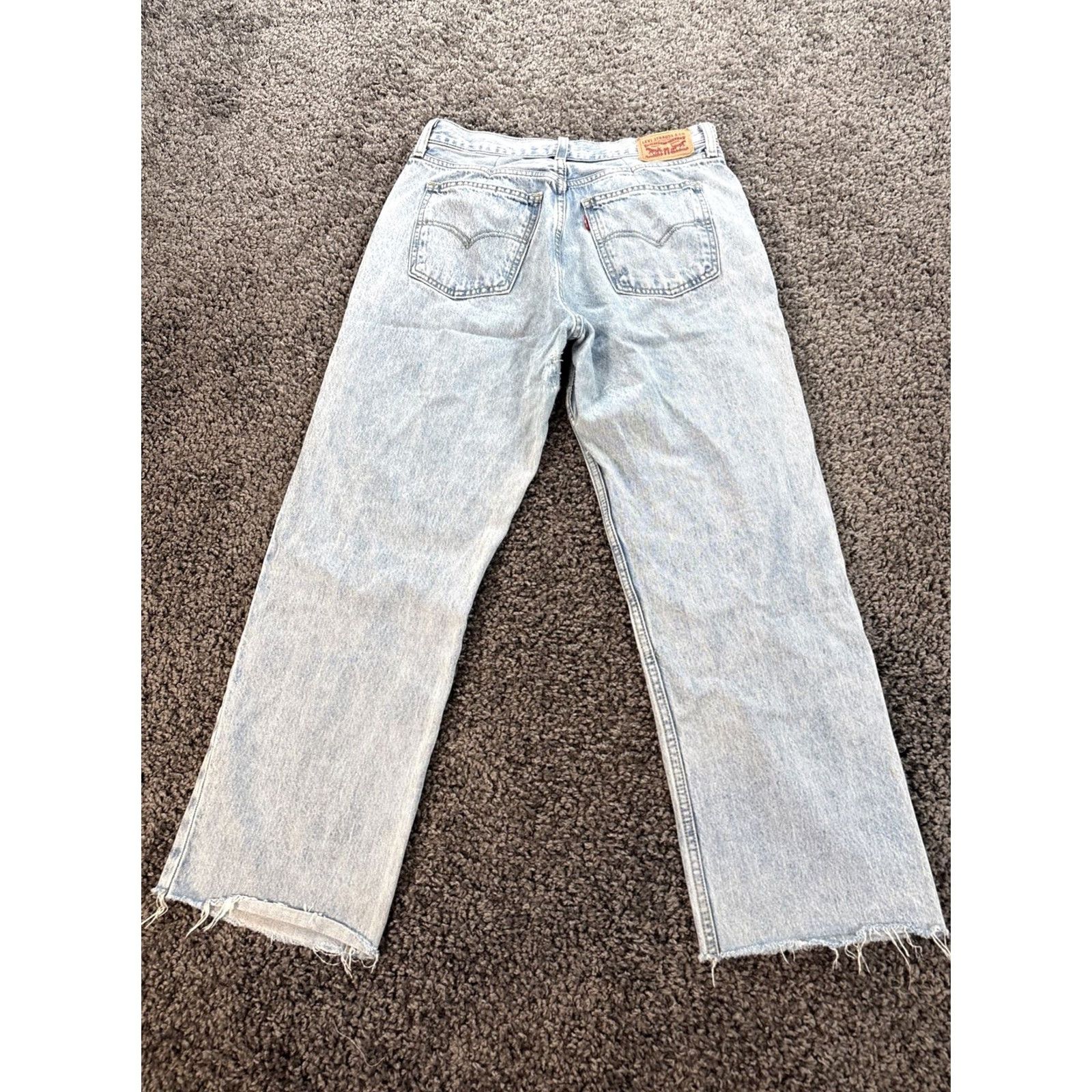 Levi's Levi's Jeans Womens Blue Low Pro Straight Distressed Light Wash Baggy 30 Regular Inseam 30 Denim 100% Cotton Shirt? Size 30" / US 8 / IT 44 - 6 Thumbnail
