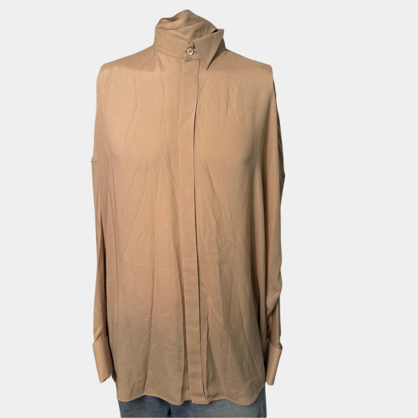 Balenciaga SS20 Unisex Oversized Button Front Shirt size FR 34 Beige Size ONE SIZE - 3 Thumbnail