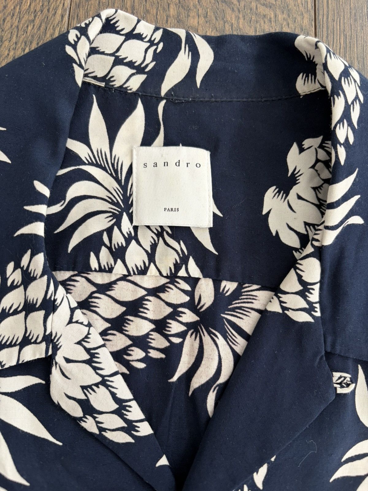 Sandro Sandro Navy Pineapple Resort Shirt Size US M / EU 48-50 / 2 - 3 Thumbnail