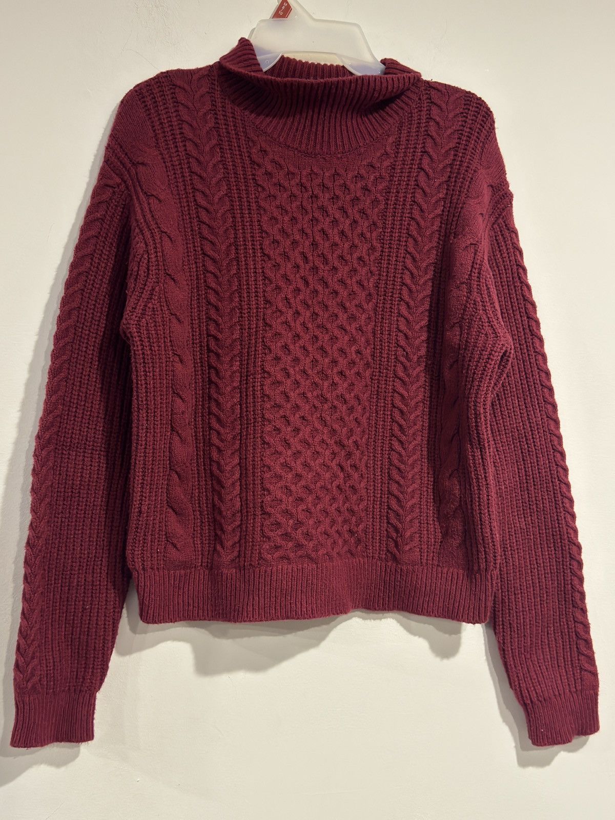 Banana Republic Banana Republic Cable Knit Burgundy Turtleneck sweater SZ S Size S / US 4 / IT 40 - 2 Thumbnail