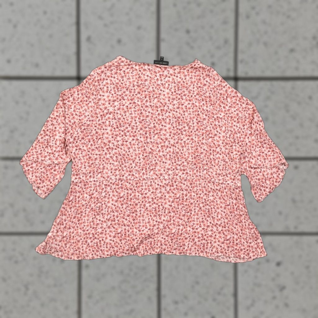 Vintage Lane Bryant Blouse Women 28 Plus Size Pink Floral Button Front V-Neck 100% Rayon 3/4 Sleeve Lightweight Regular Size 4XL / US 24-26 - 1 Thumbnail