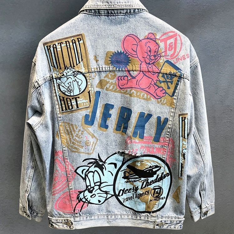 Tommy Jerry Jean Jacket Full Printed Streertwear Cool