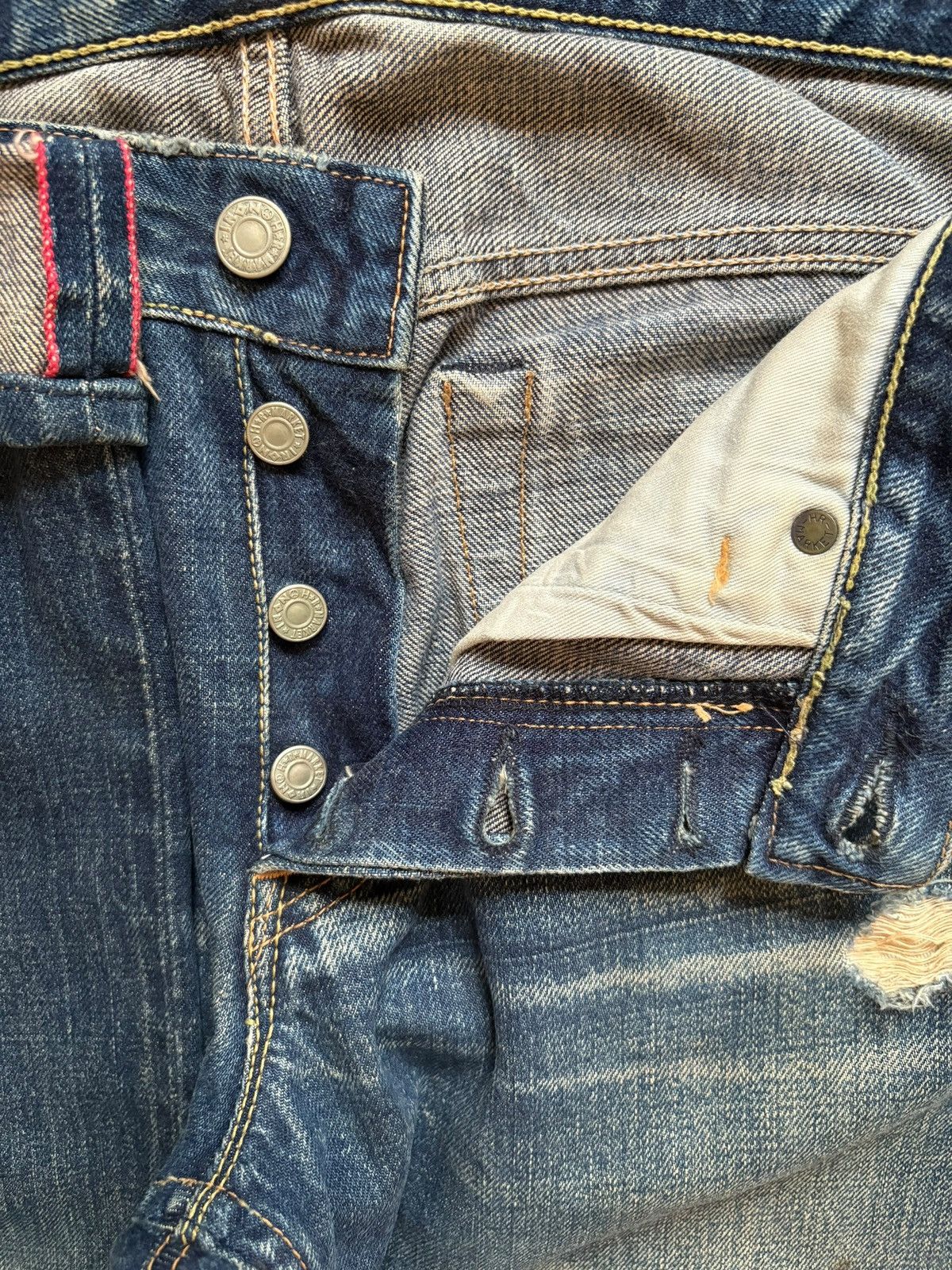 HOLLYWOOD RANCH MARKET Vintage HR Market Selvedge Rusty Mud Wash Loose Jeans Size US 32 / EU 48 - 4 Thumbnail