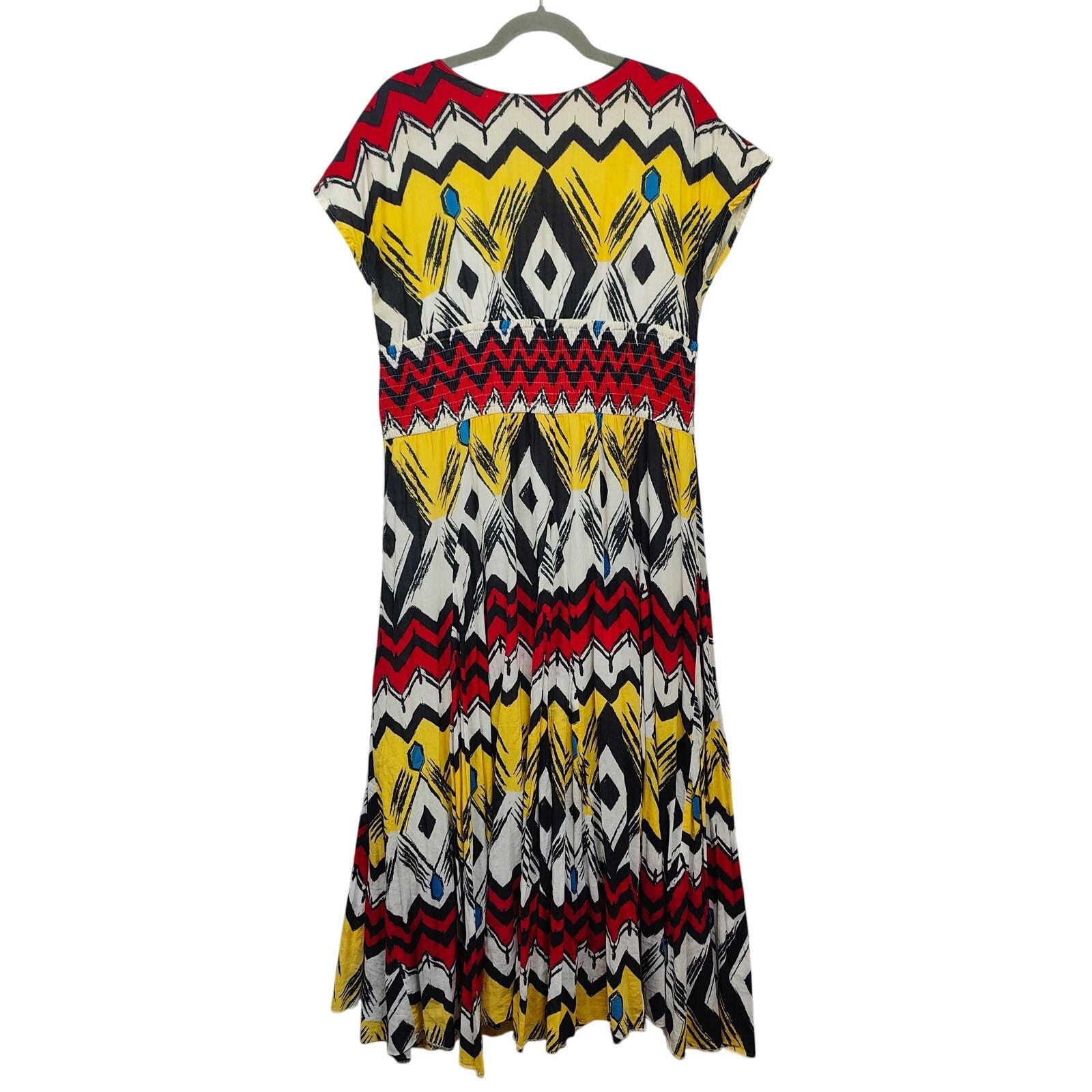 Other J. Peterman Maxi Dress Womens 12 Red Yellow Tribal Faux Wrap Size XL / US 12-14 / IT 48-50 - 4 Thumbnail