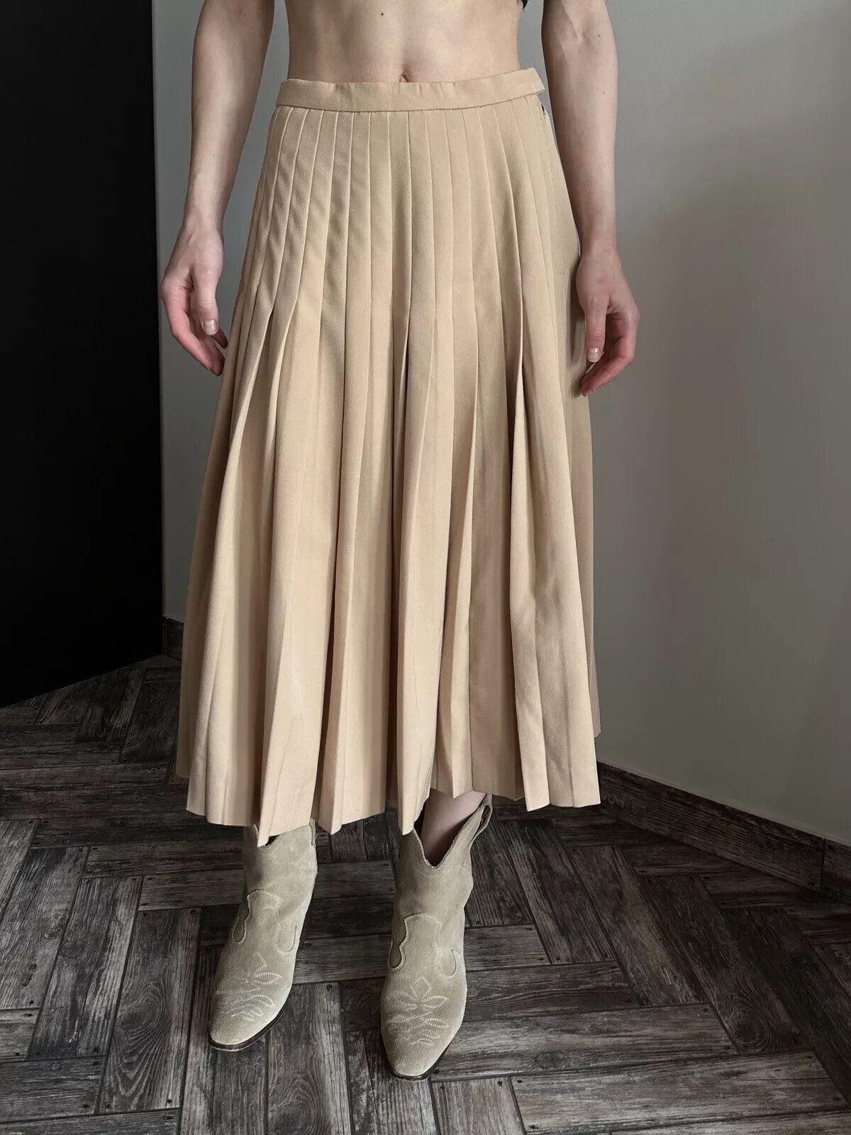 Givenchy Vintage Givenchy 5 Please Wool A-line Midi Skirt Beige Rare Size 30" / US 8 / IT 44 - 5 Thumbnail