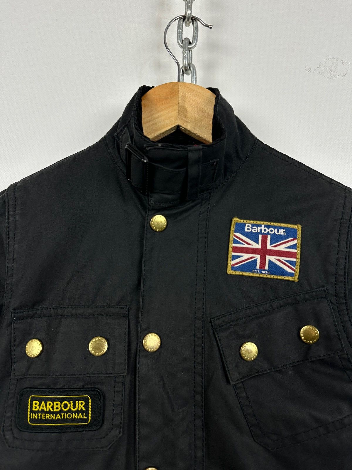 Barbour Kids Barbour Union Jack International Black Waxed Jacket Size US XXS / EU 40 - 8 Thumbnail