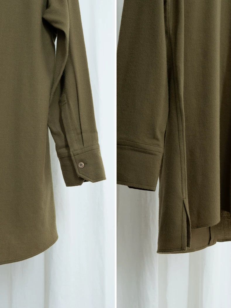 Yohji Yamamoto Yohji Yamamoto Olive Green Reversible Wool Long Sleeve Shir Size US L / EU 52-54 / 3 - 5 Thumbnail