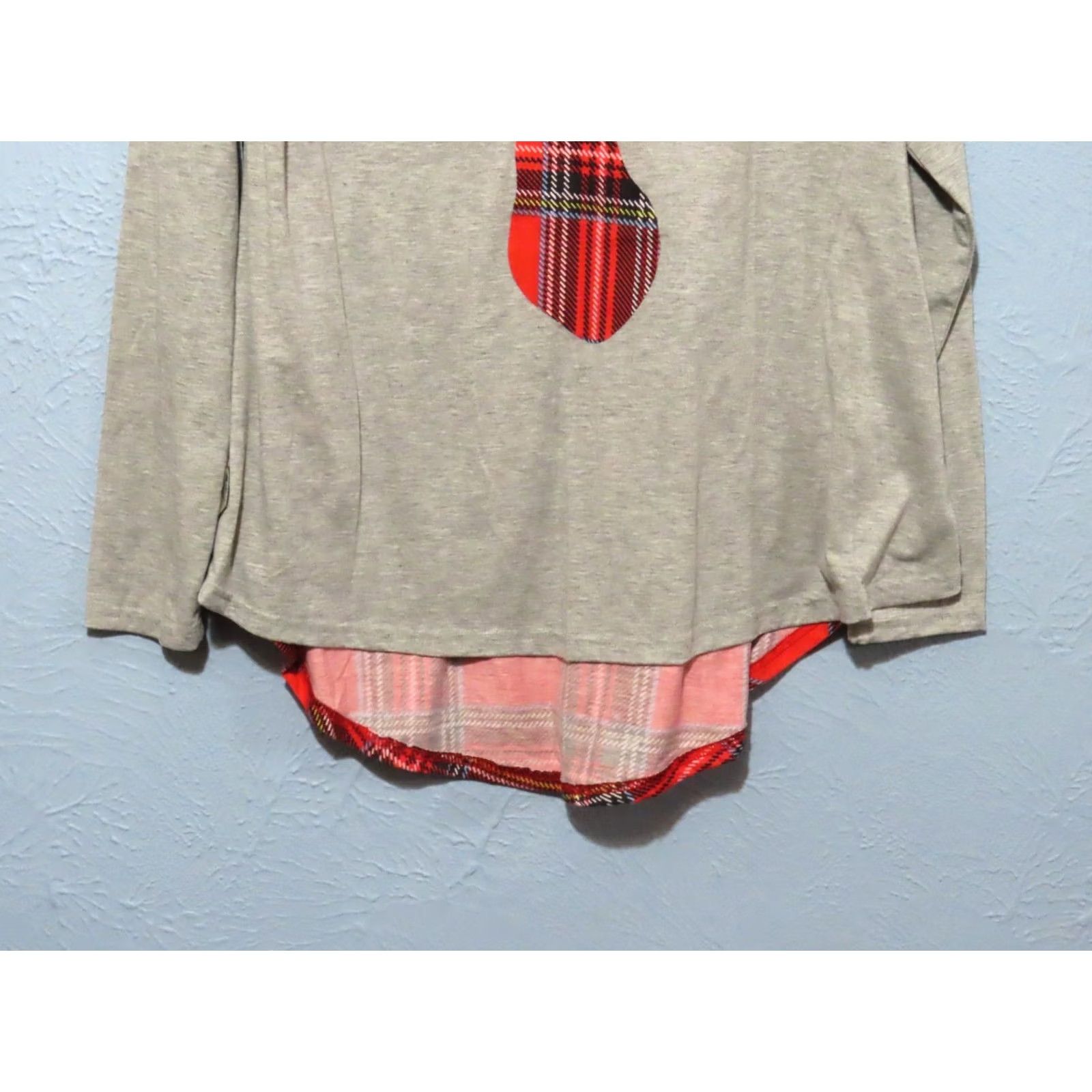 Vintage Simply Southern Women's L Red Plaid Deer Gray Long Sleeve Sleepshirt Gown Size L / US 10 / IT 46 - 2 Thumbnail