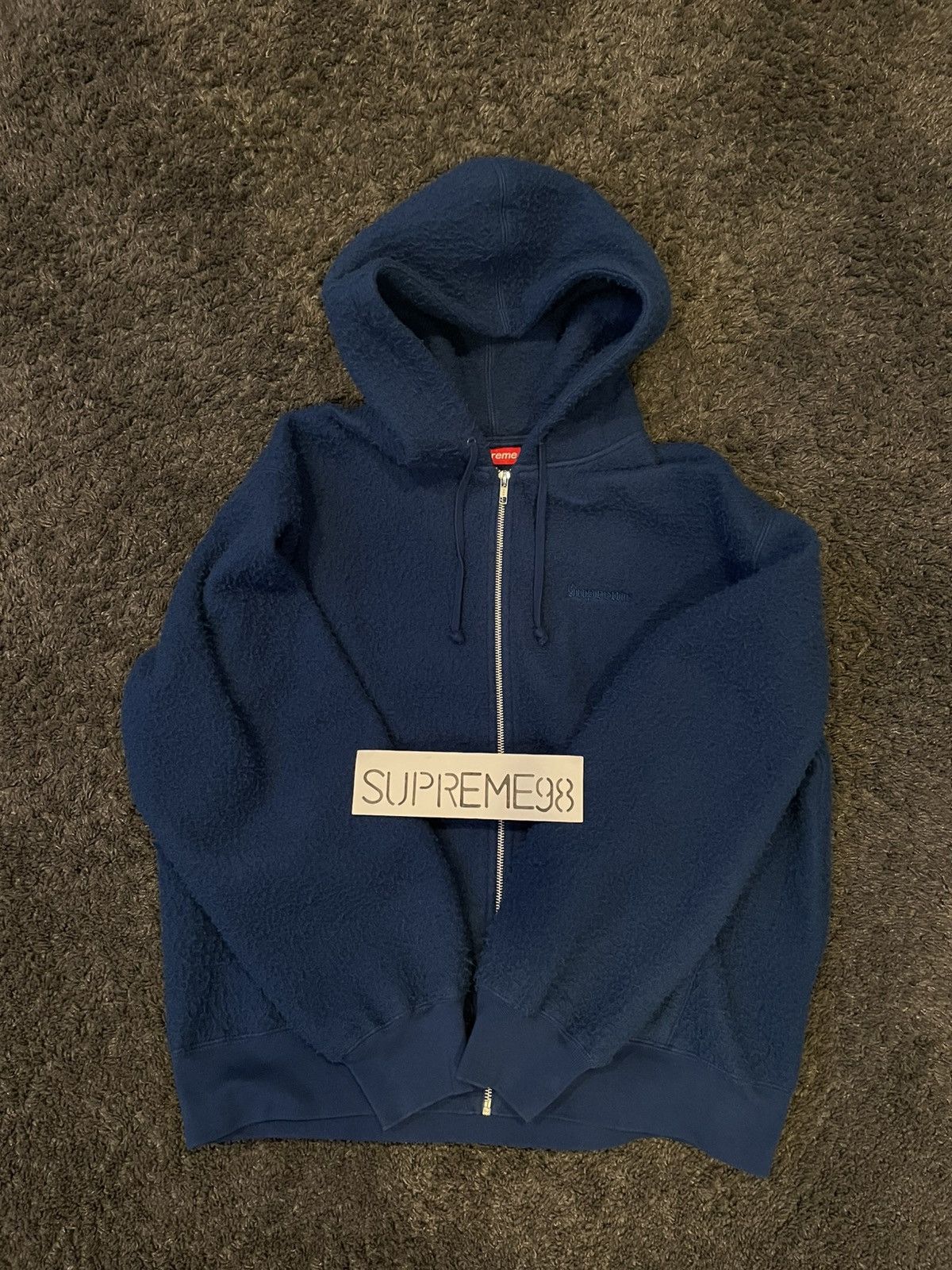Supreme Supreme S Logo Zip Up Hooded Sweatshirt Navy Blue (M) NEW