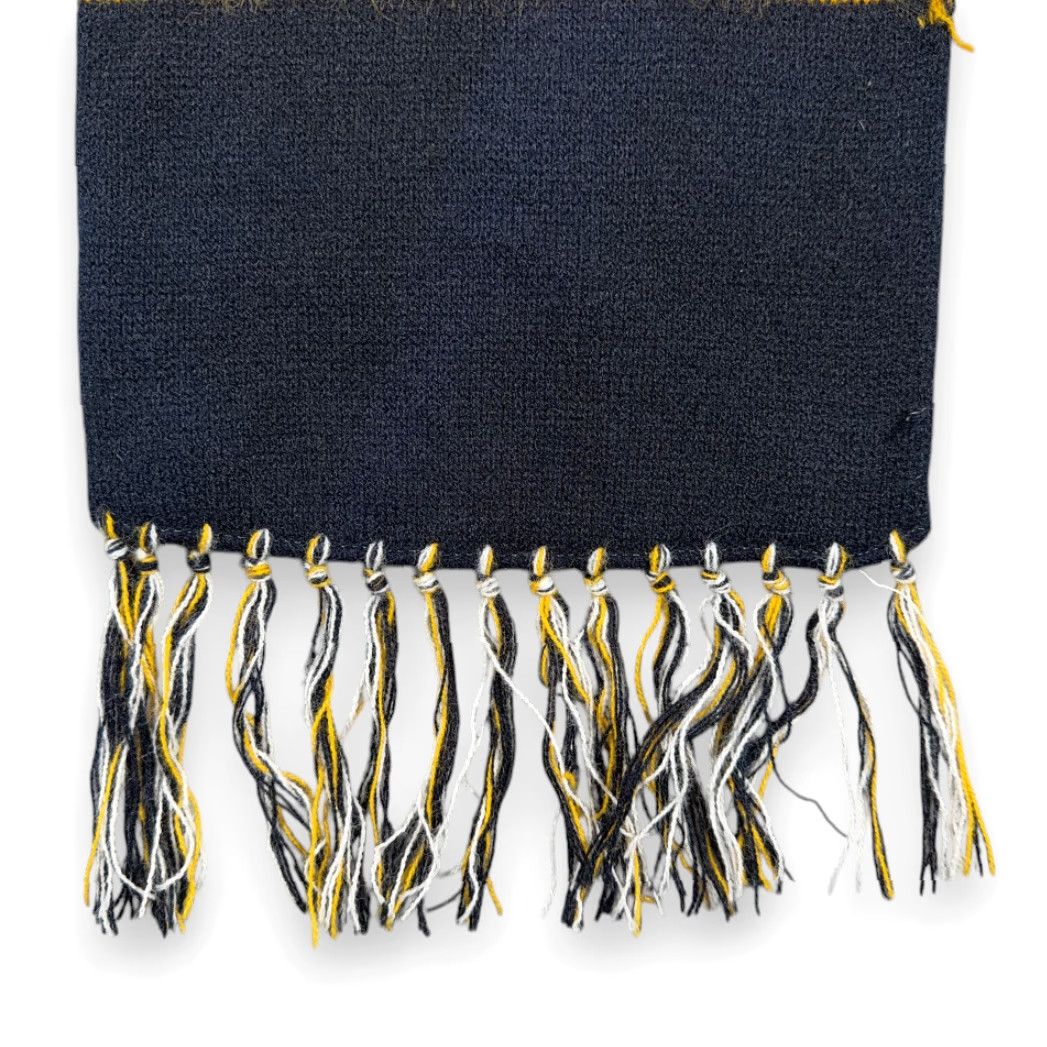 Vintage VINTAGE Ronrico Rum Scarf Scarf Black Blue Yellow Orlon Acrylic Knit USA 60s Mens Size ONE SIZE - 3 Thumbnail