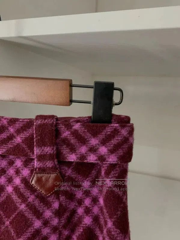 Burberry Burberry Purple Wool Check Midi Skirt for Women. Size 23" - 5 Thumbnail