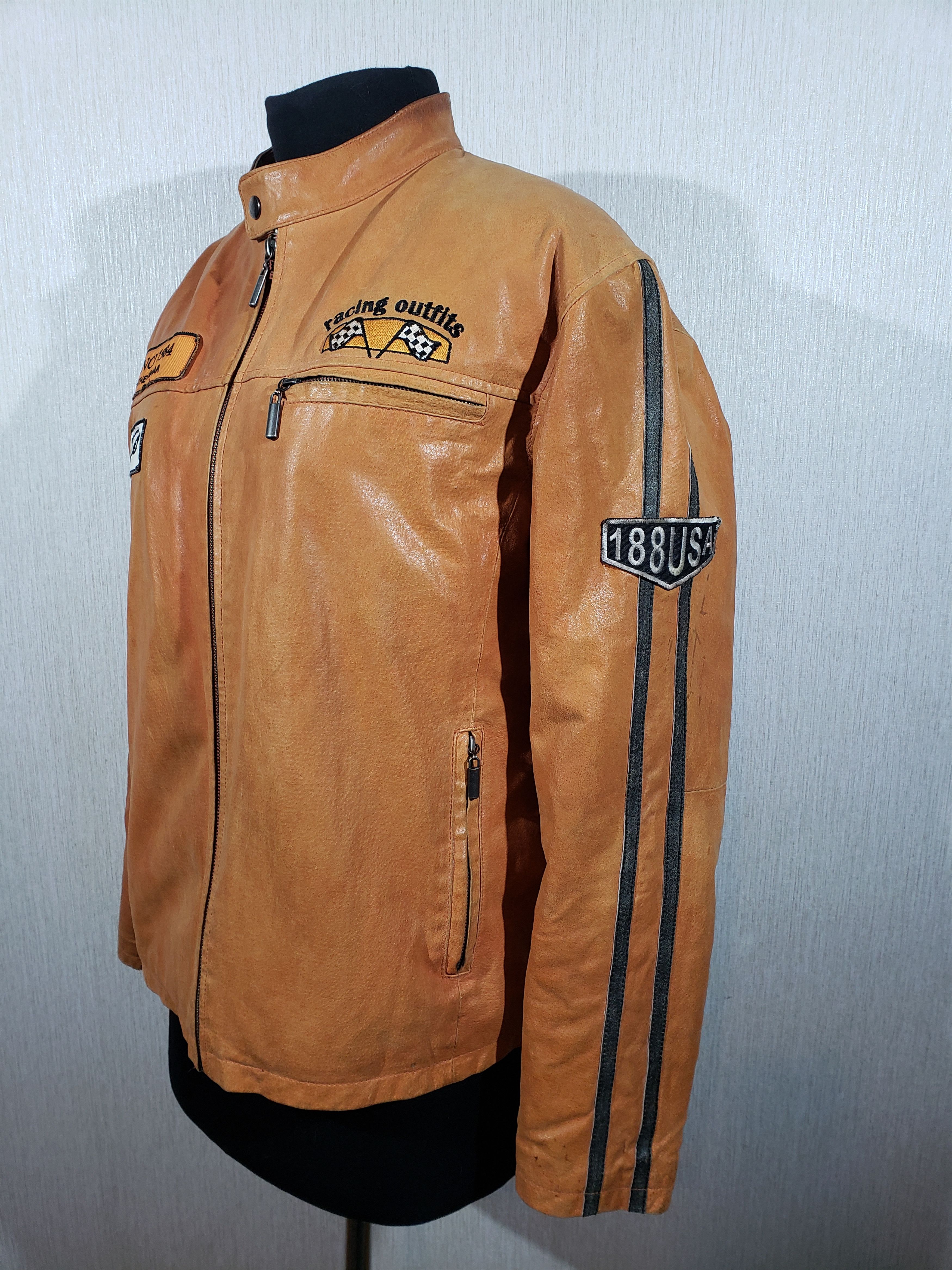 Other Stylish men's leather jacket with stripes. Size US L / EU 52-54 / 3 - 2 Thumbnail