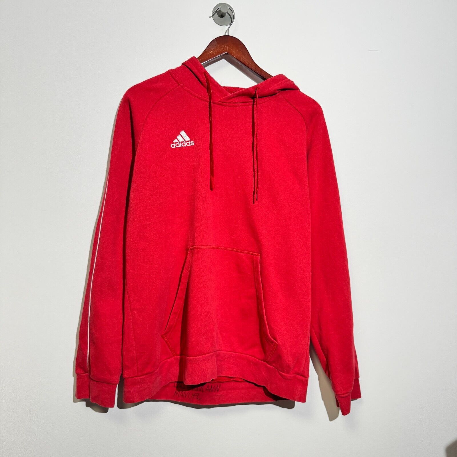 Adidas × Vintage Adidas Unisex Red Cotton Hoodie Size L Washed 90s Regular Size US L / EU 52-54 / 3 - 1 Thumbnail