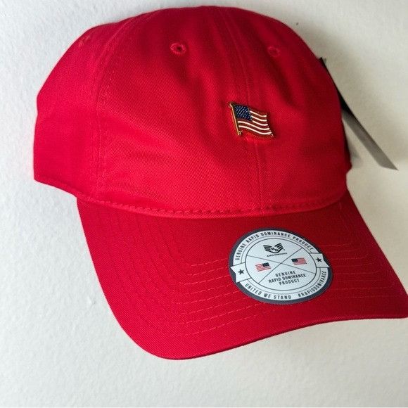 Designer NWT RAPID DOMINANCE USA FLAG RED DAD HAT Size ONE SIZE - 3 Thumbnail