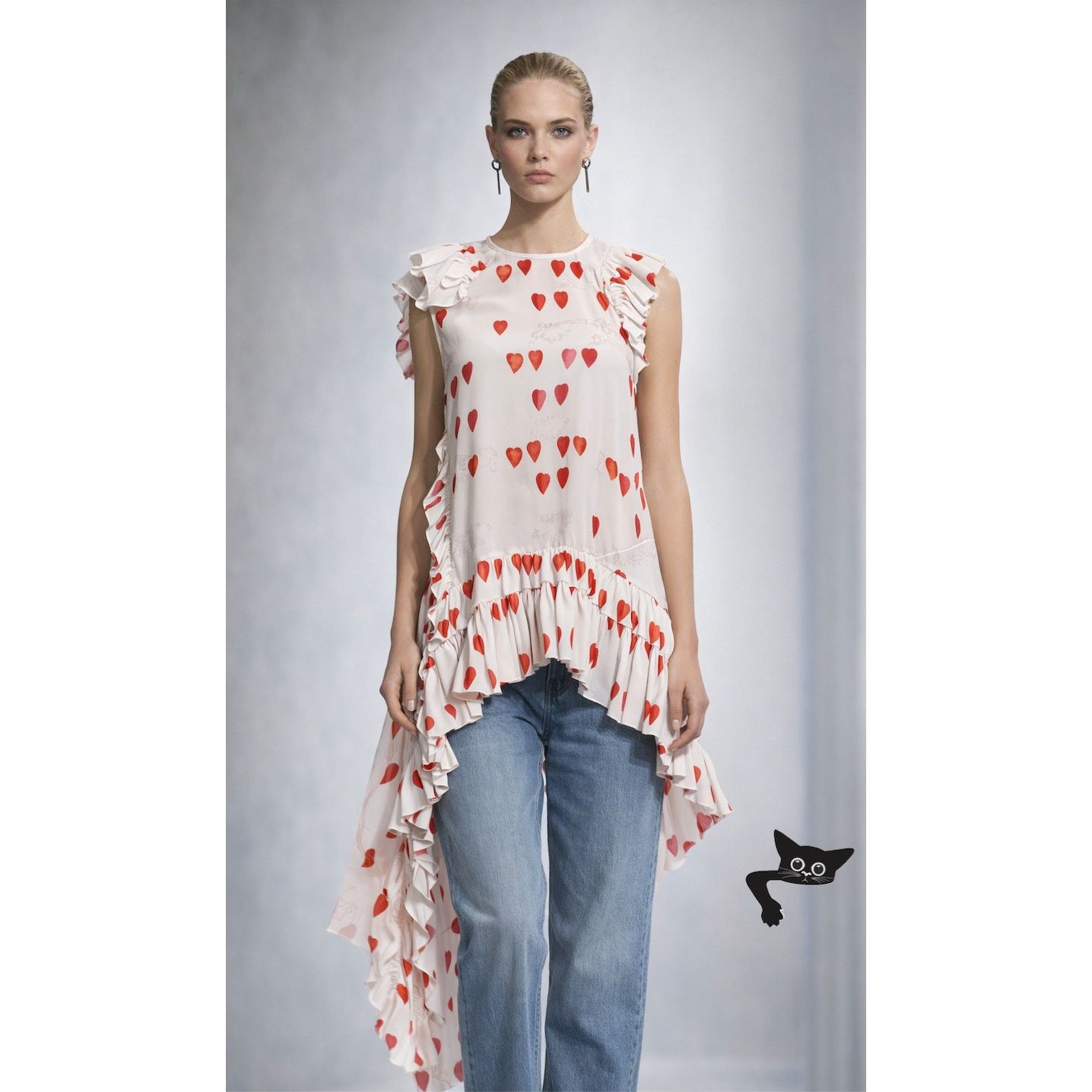 Alexander McQueen Alexander McQueen Cream Red Sleeveless Ruffle Blouse 44 / 12 Size L / US 10 / IT 46 - 1 Thumbnail